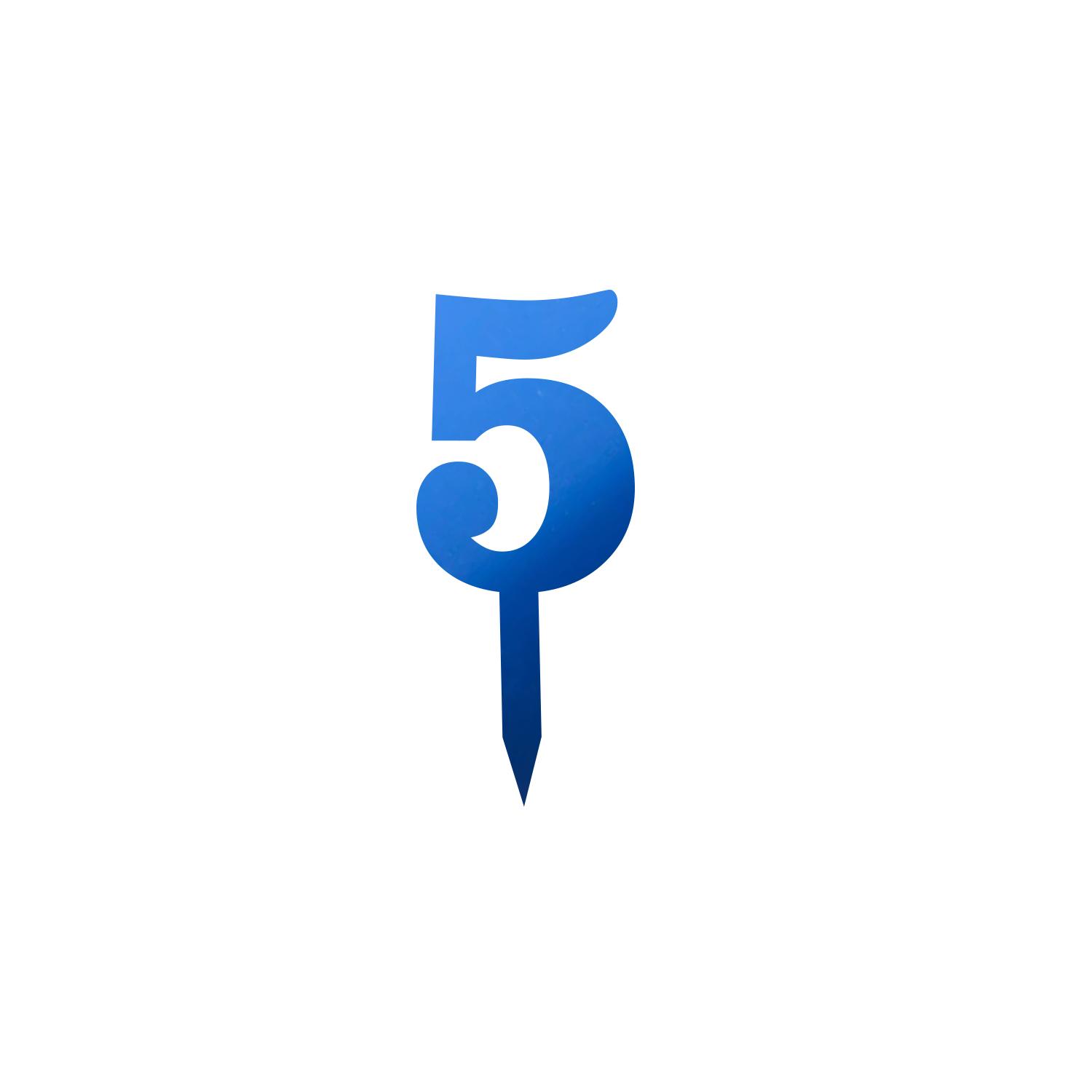 MIRROR BLUE ACRYLIC NUMBER TOPPER NO 5