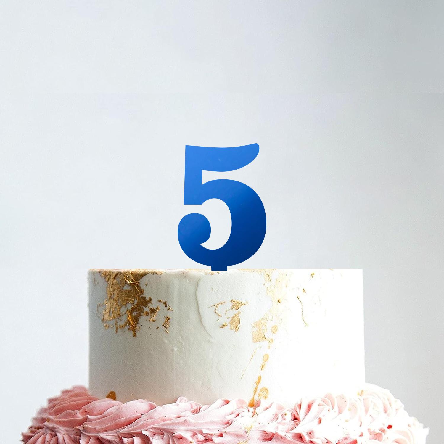 MIRROR BLUE ACRYLIC NUMBER TOPPER NO 5