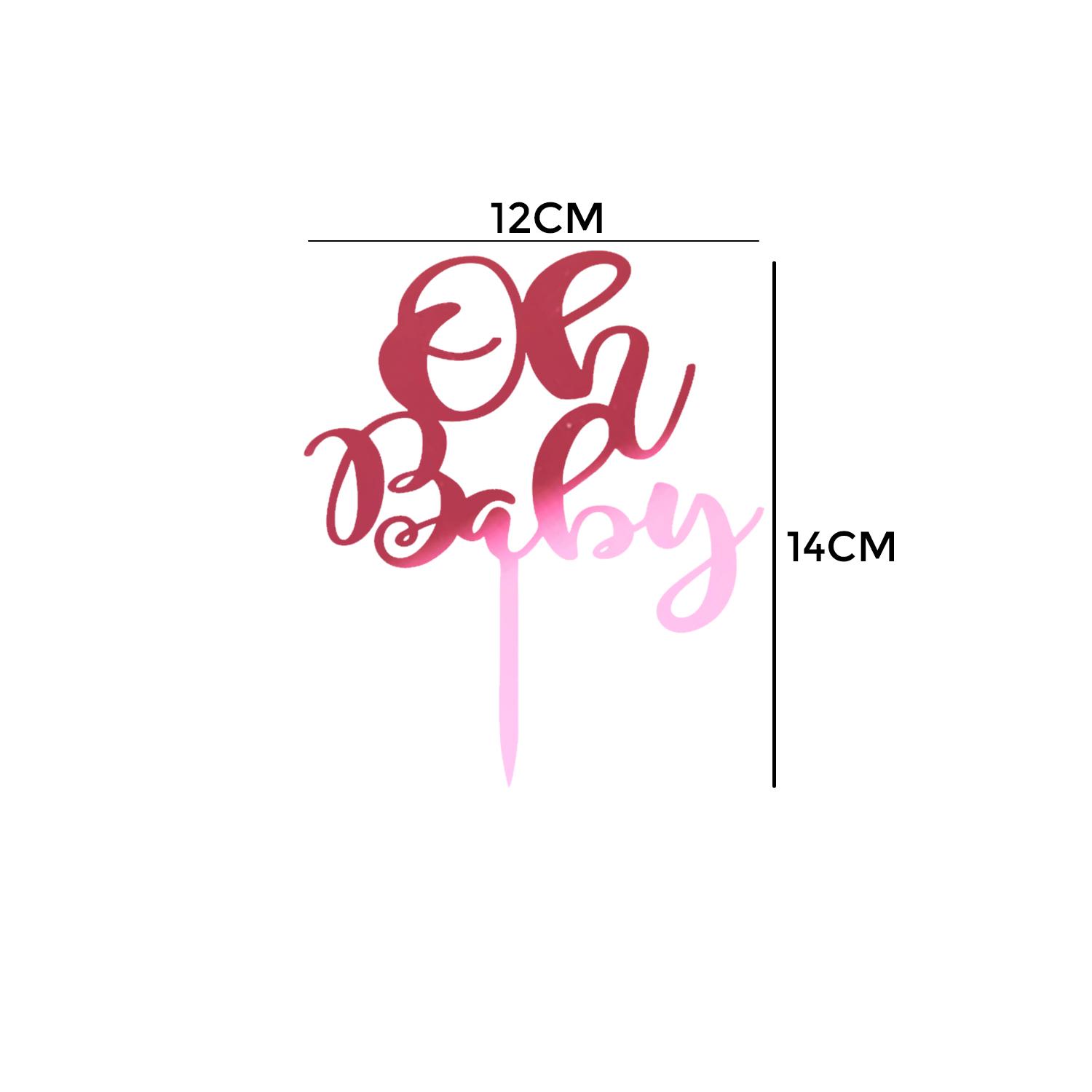 MIRROR PINK ACRYLIC BABY SHOWER TOPPER OH BABY