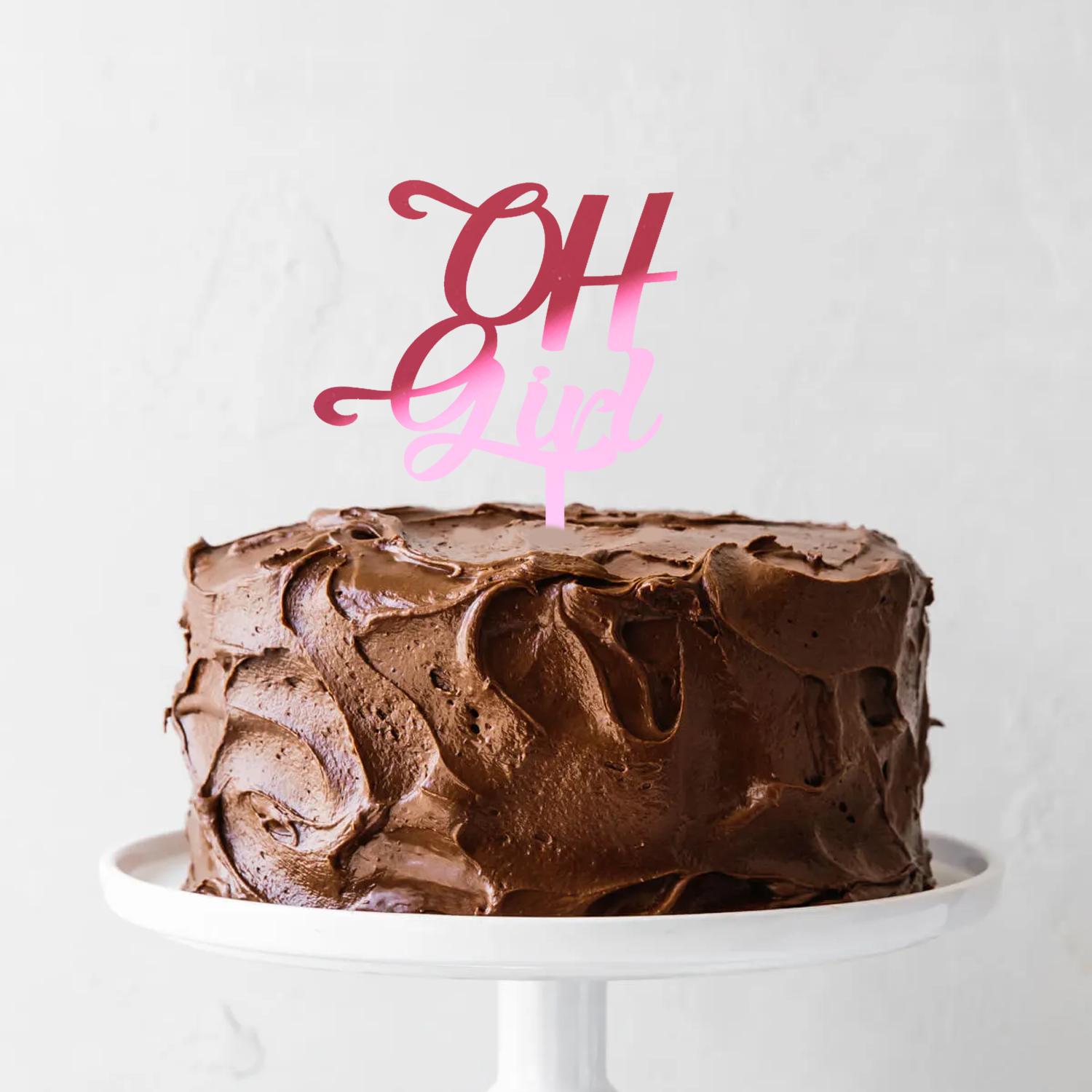 MIRROR PINK ACRYLIC BABY SHOWER TOPPER OH GIRL