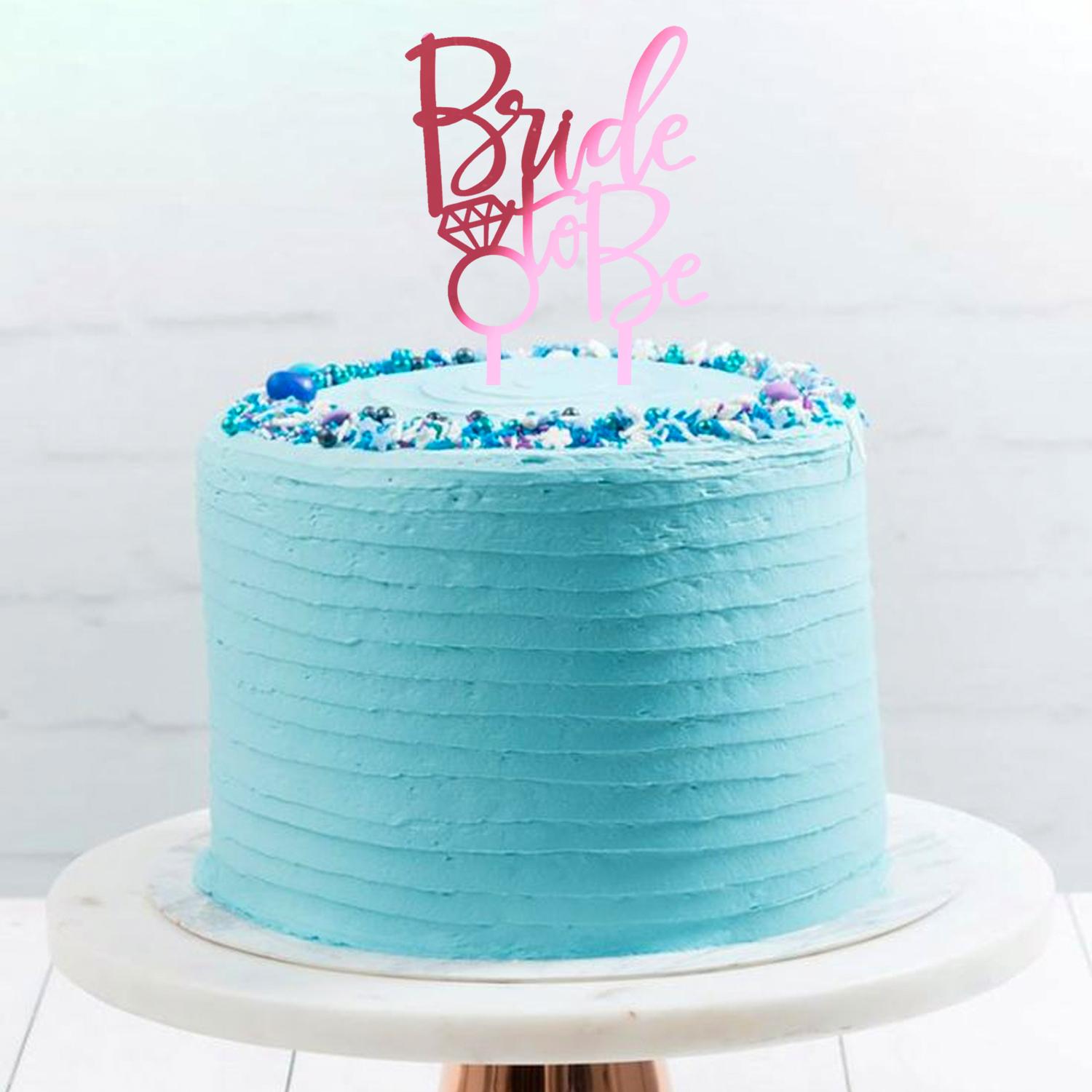 MIRROR PINK ACRYLIC BRIDAL SHOWER TOPPER 01