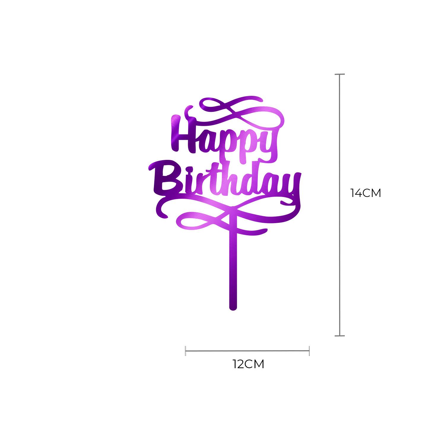 MIRROR PURPLE ACRYLIC HAPPY BIRTHDAY TOPPER NO 03 BIRTHDAY SIGN