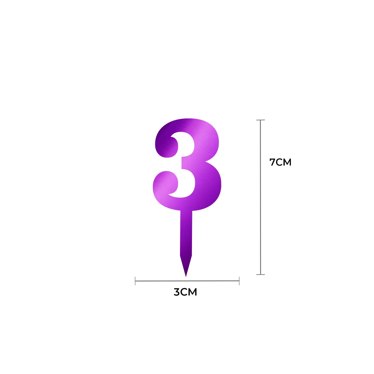 MIRROR PURPLE ACRYLIC MINI NUMBER TOPPER 3