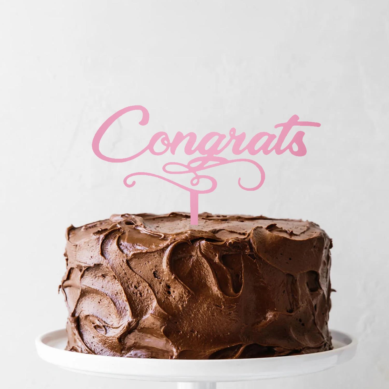 MIRROR RED ACRYLIC GRADUATION TOPPER CONGRATS