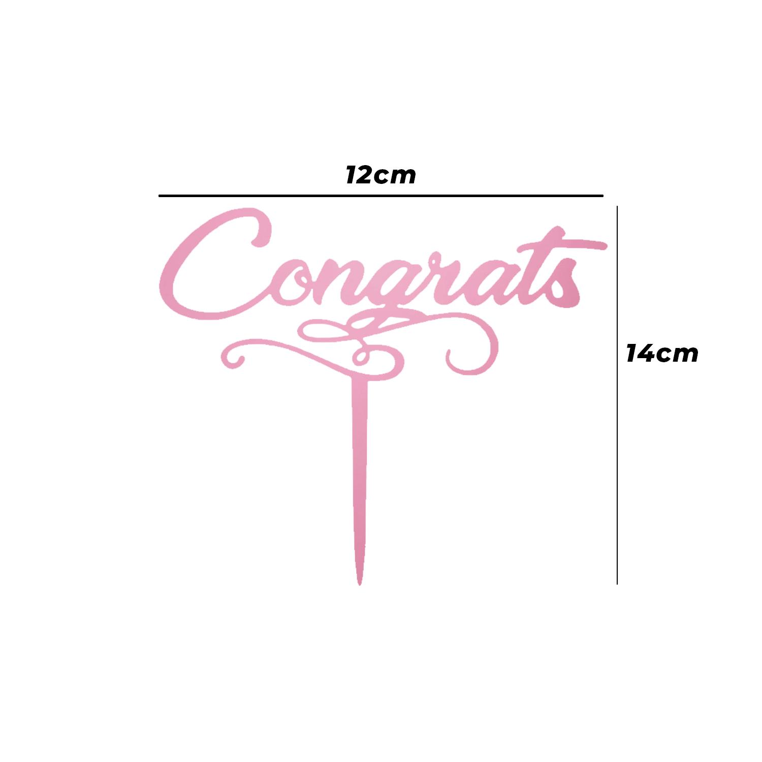 MIRROR RED ACRYLIC GRADUATION TOPPER CONGRATS