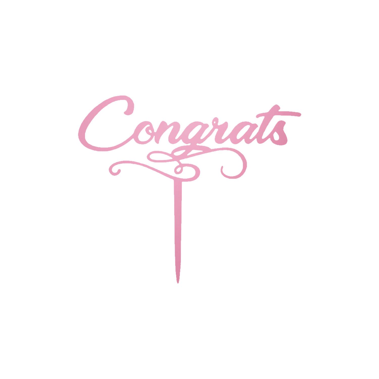MIRROR RED ACRYLIC GRADUATION TOPPER CONGRATS