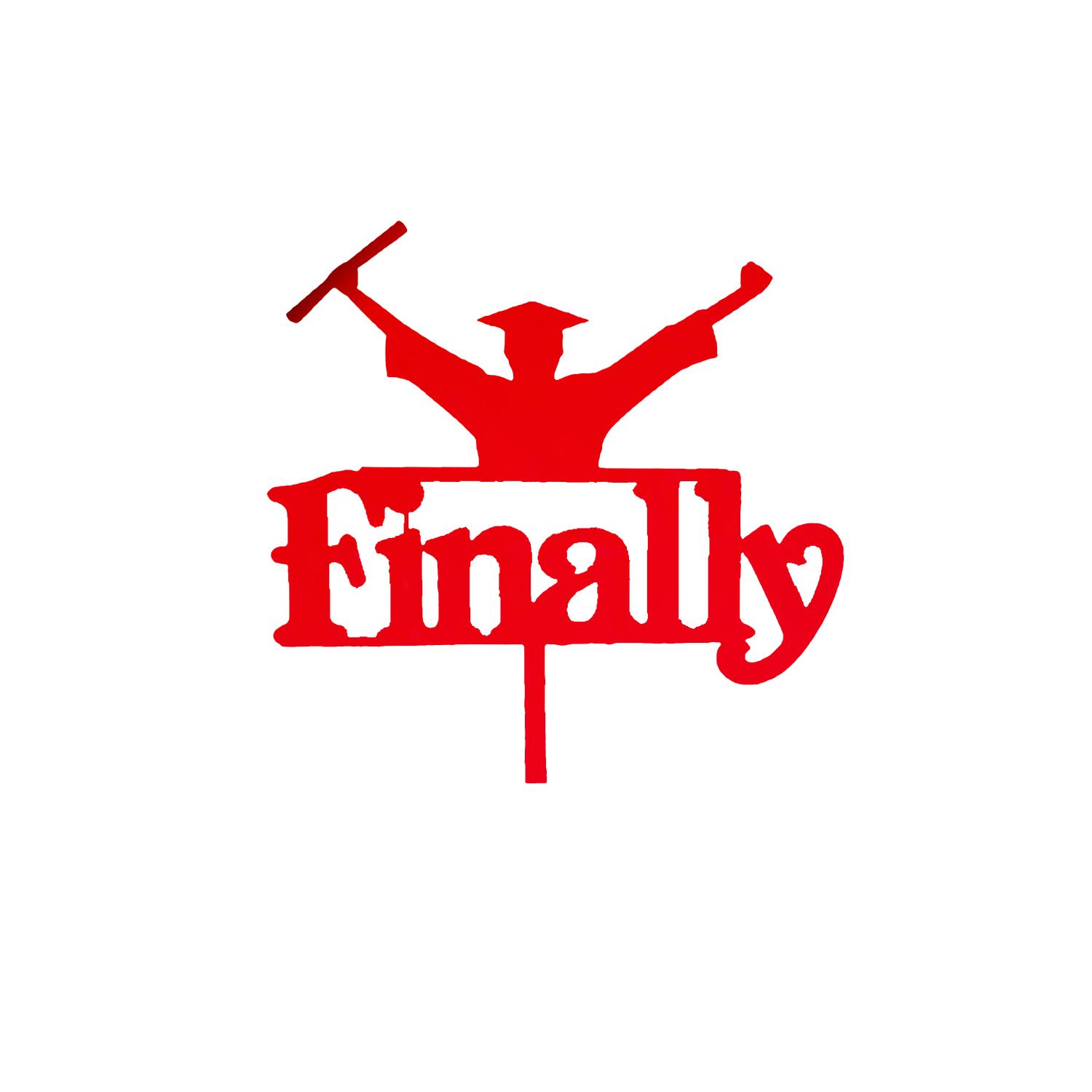 MIRROR RED ACRYLIC GRADUATION TOPPER FINALLY