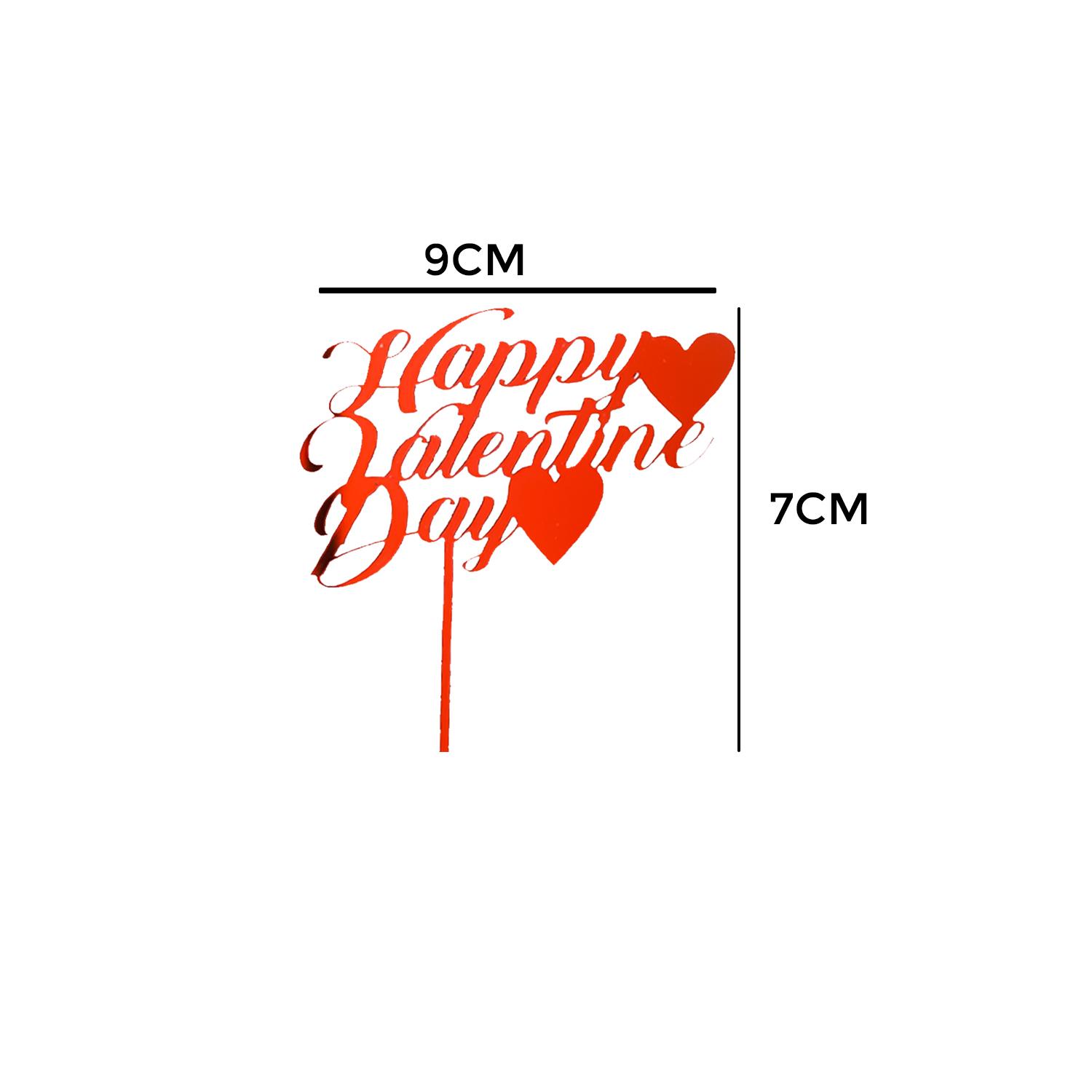 MIRROR RED ACRYLIC VALENTINES TOPPER 9CM X 7CM