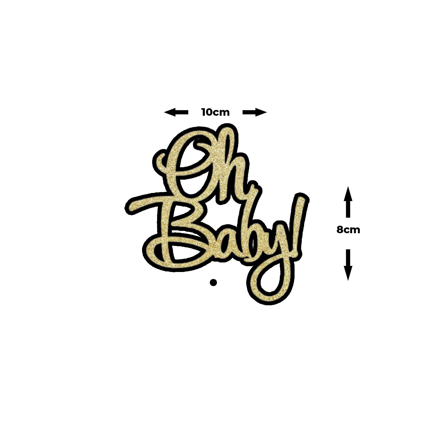 OH BABY GLITTER PAPER TOPPER BLACK WITH GOLD DOUBLE LAYER READYMADE