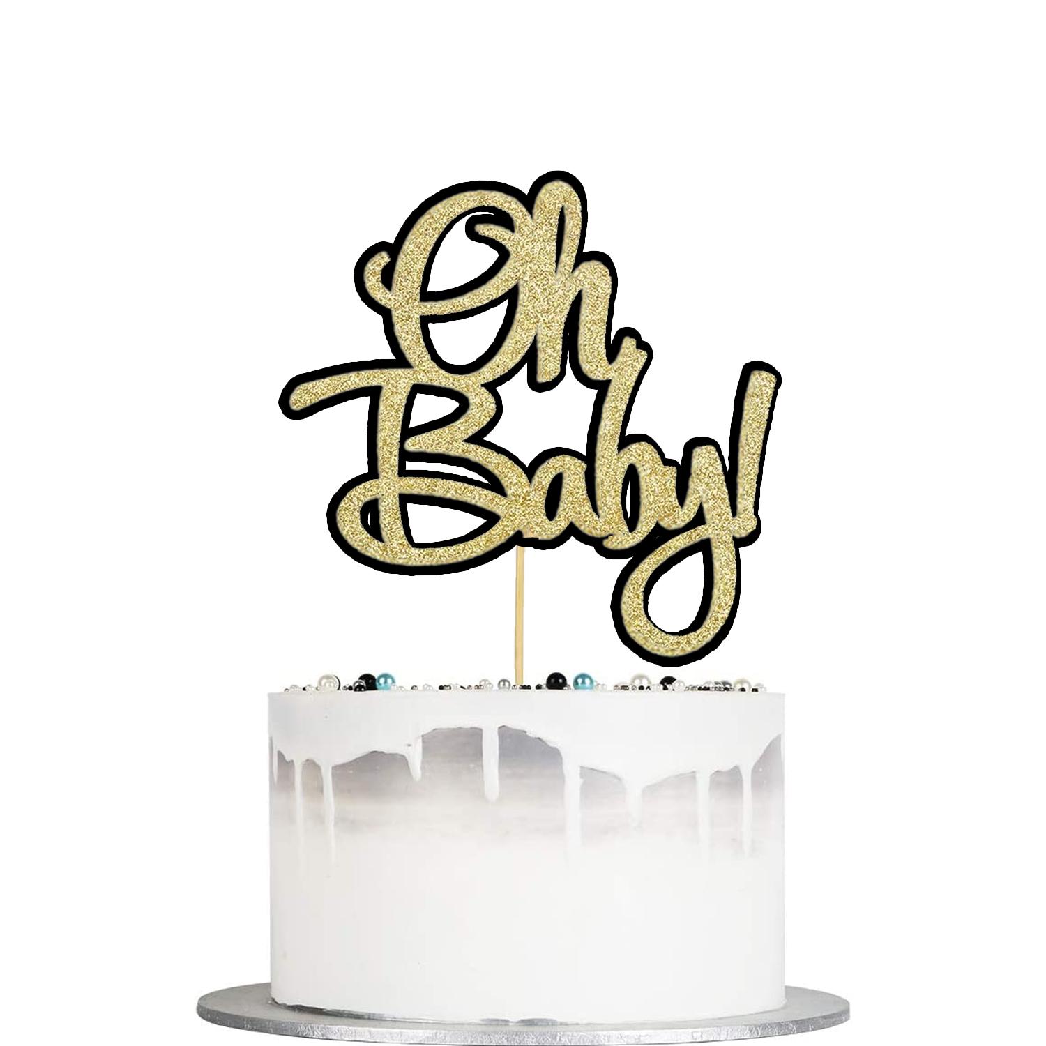 OH BABY GLITTER PAPER TOPPER BLACK WITH GOLD DOUBLE LAYER READYMADE