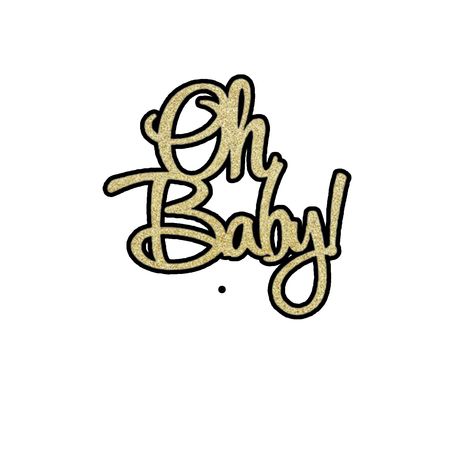 OH BABY GLITTER PAPER TOPPER BLACK WITH GOLD DOUBLE LAYER READYMADE