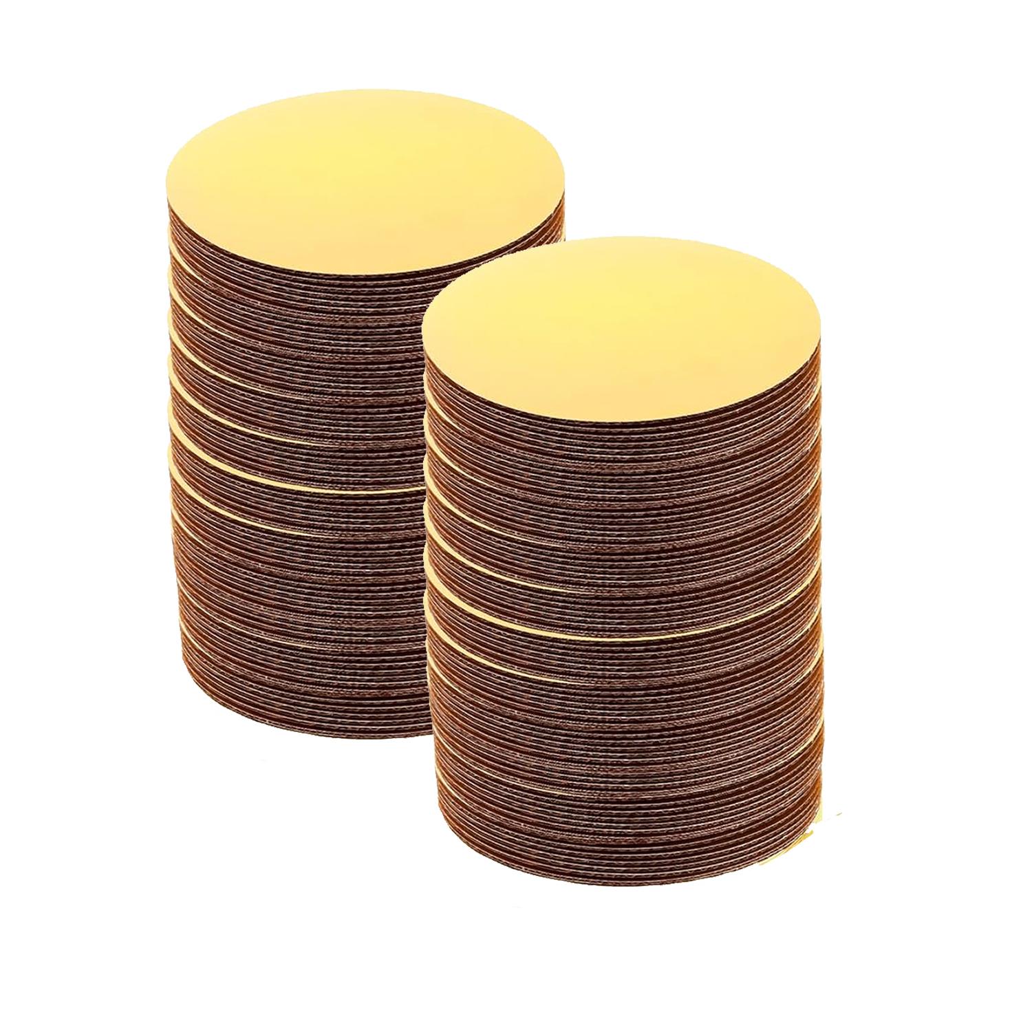 PACK OF 100 - 10'' ROUND SMOOTH GOLD CAKE BOARD