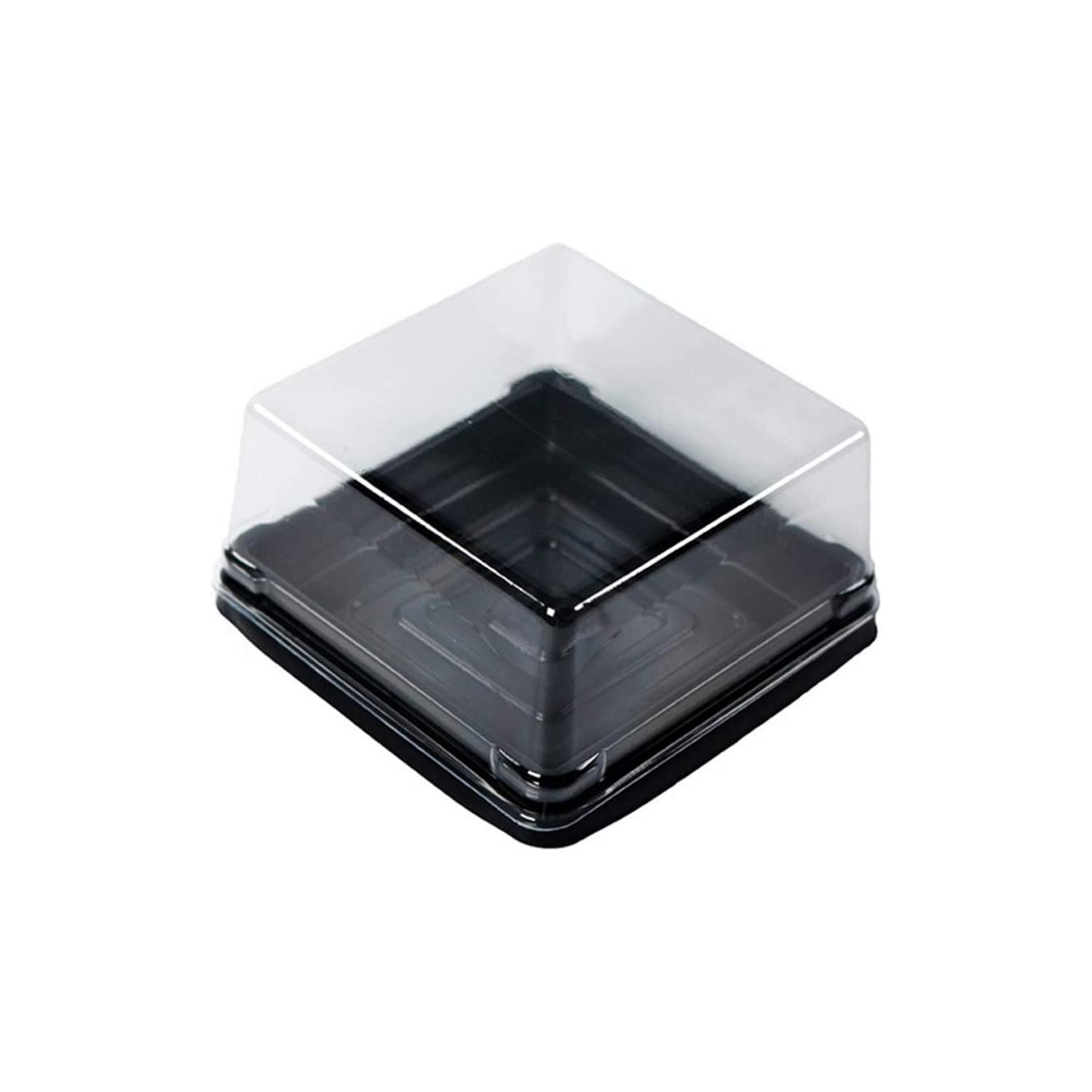 PASTRIPAC SQUARE BLACK BASE CLEAR CAKE CONTAINER WITH DOME LID DISPLAY STORAGE CONTAINER