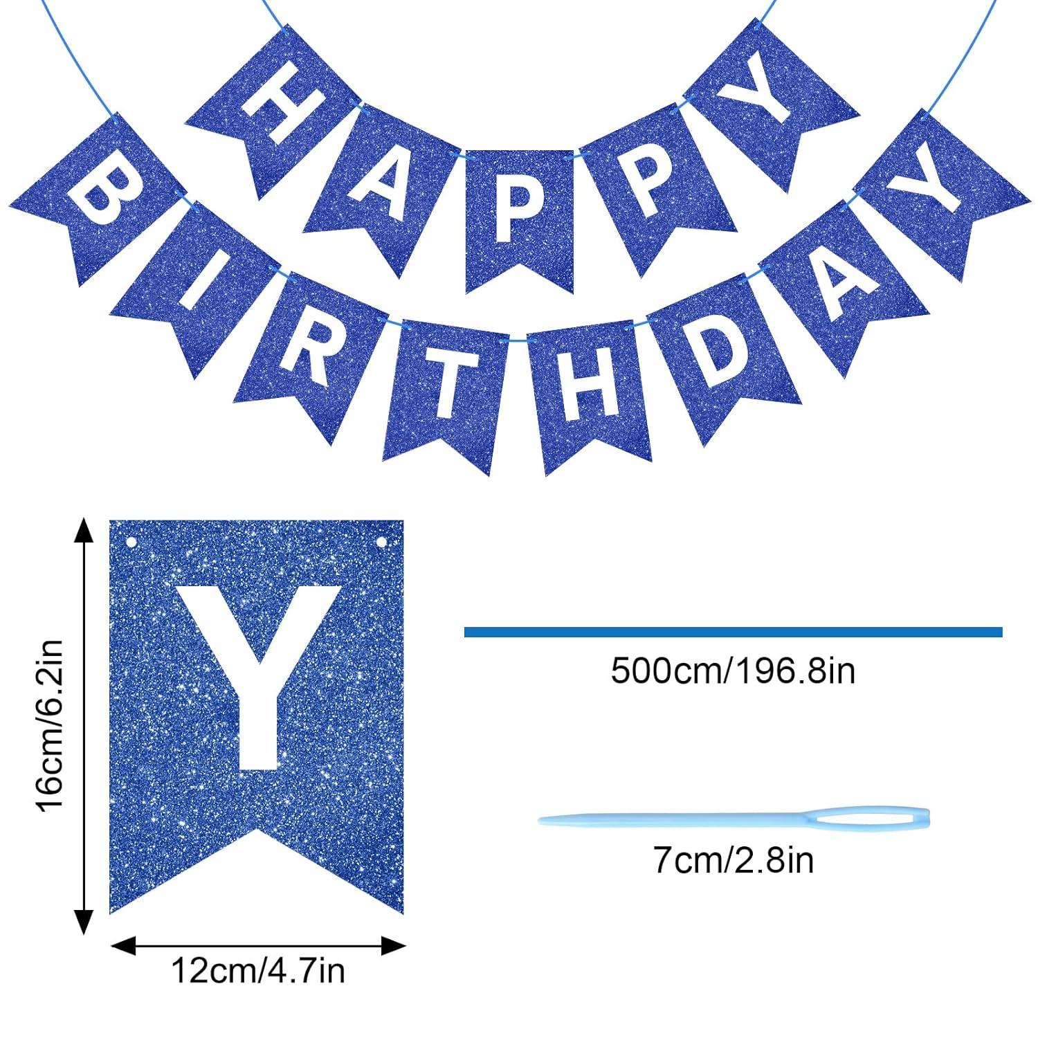 READYMADE GLITTER BLUE PAPER BANNER 60CM X 42CM