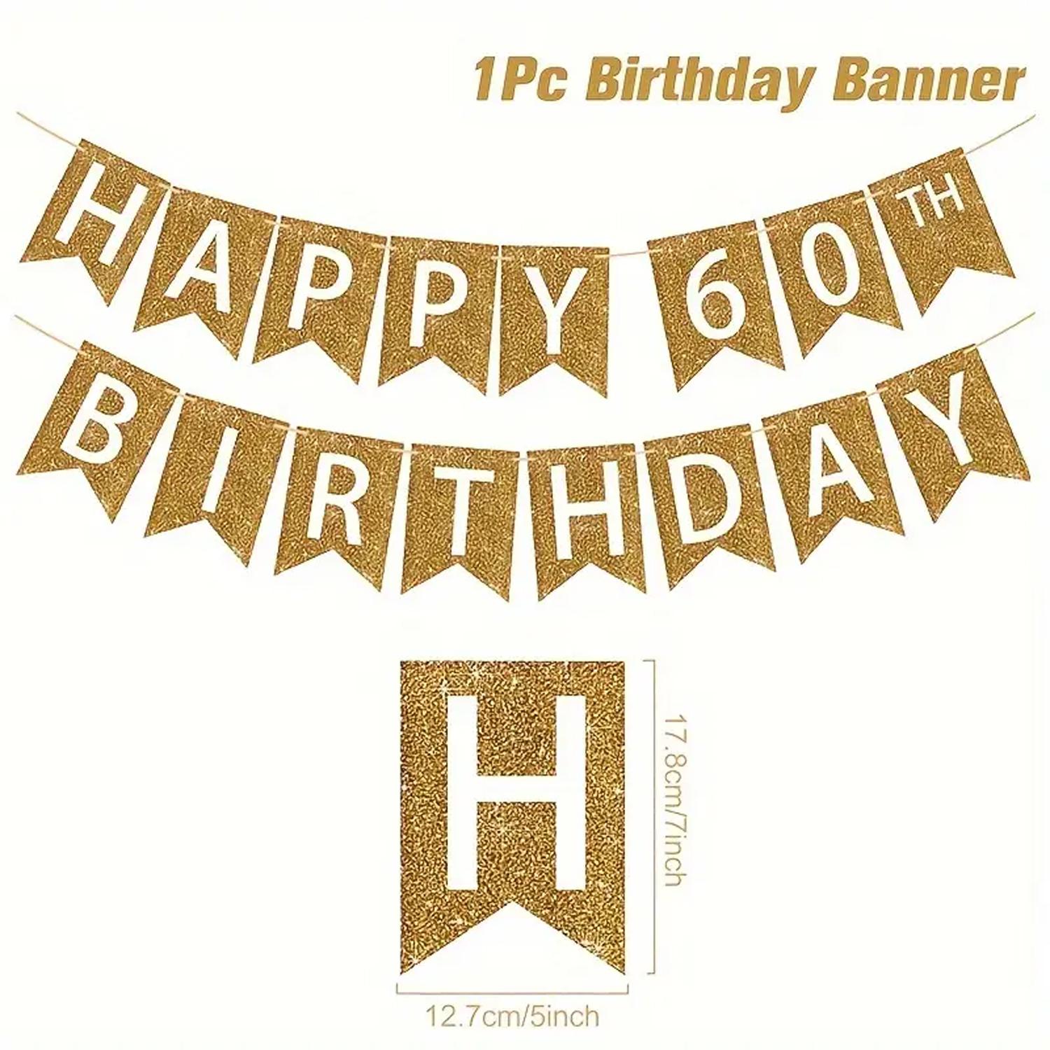 READYMADE GLITTER GOLD PAPER BANNER 60CM X 42CM