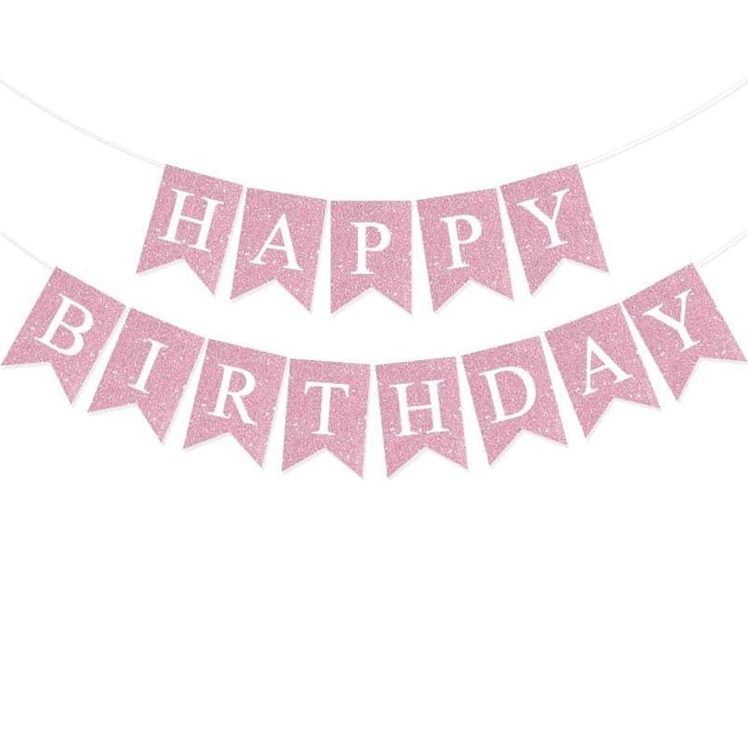 READYMADE GLITTER PINK PAPER BANNER 60CM X 42CM