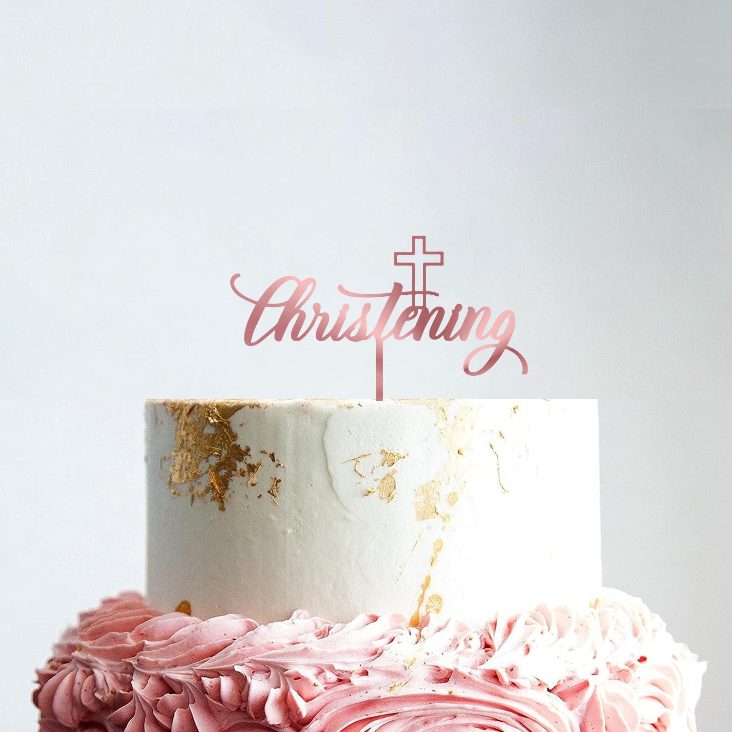 ROSE GOLD ACRYLIC CHRISTENING DAY TOPPER NO 01