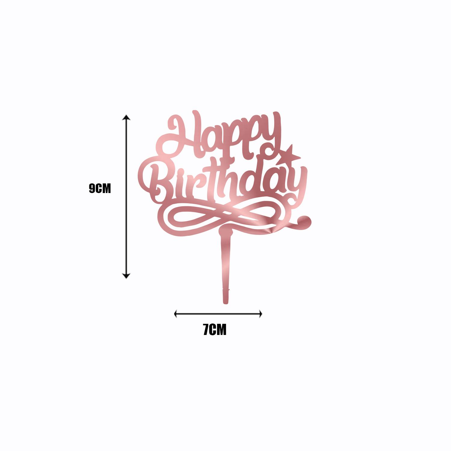 ROSE GOLD ACRYLIC CUPCAKE HAPPY BIRTHDAY TOPPER 9CM X 7CM BIRTHDAY SIGN