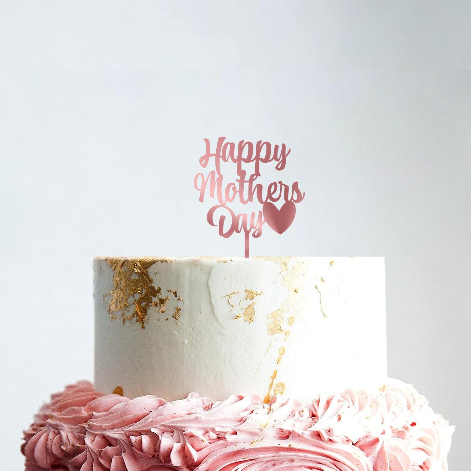 ROSE GOLD ACRYLIC MOTHERS DAY TOPPER NO 01