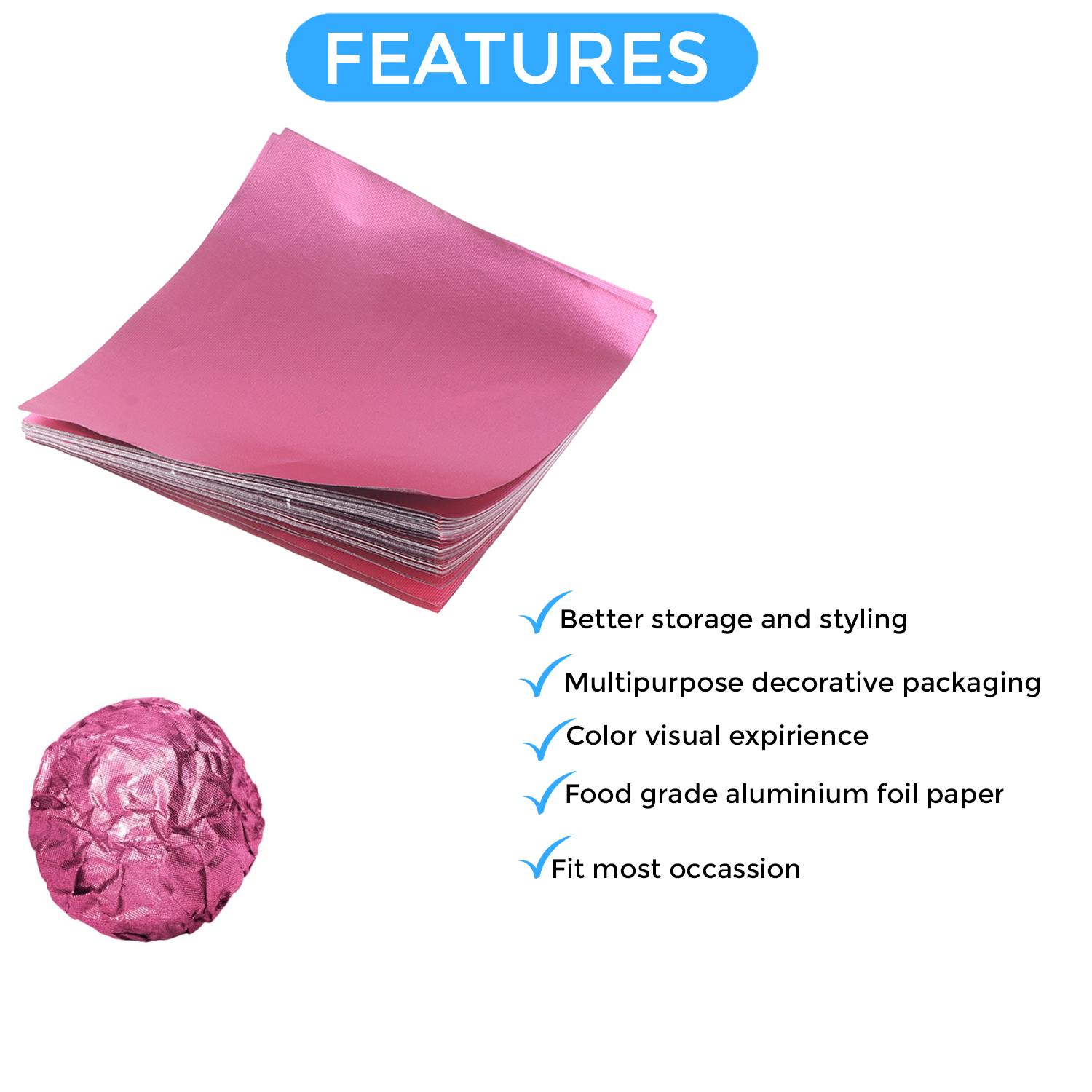 ROSE PINK CHOCOLATE WRAPPERS 10X10CM 100PCS