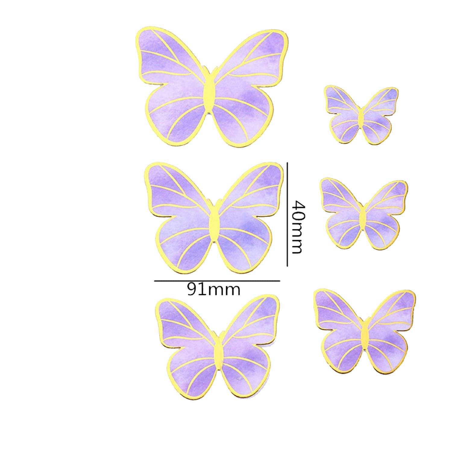 SET OF 6 SINGLE COLOUR BUTTERFLY PAPER TOPPER 06