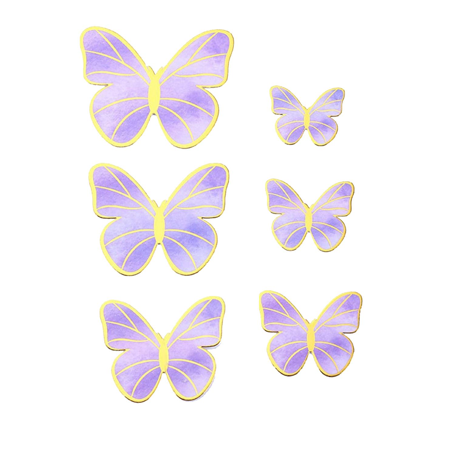 SET OF 6 SINGLE COLOUR BUTTERFLY PAPER TOPPER 06