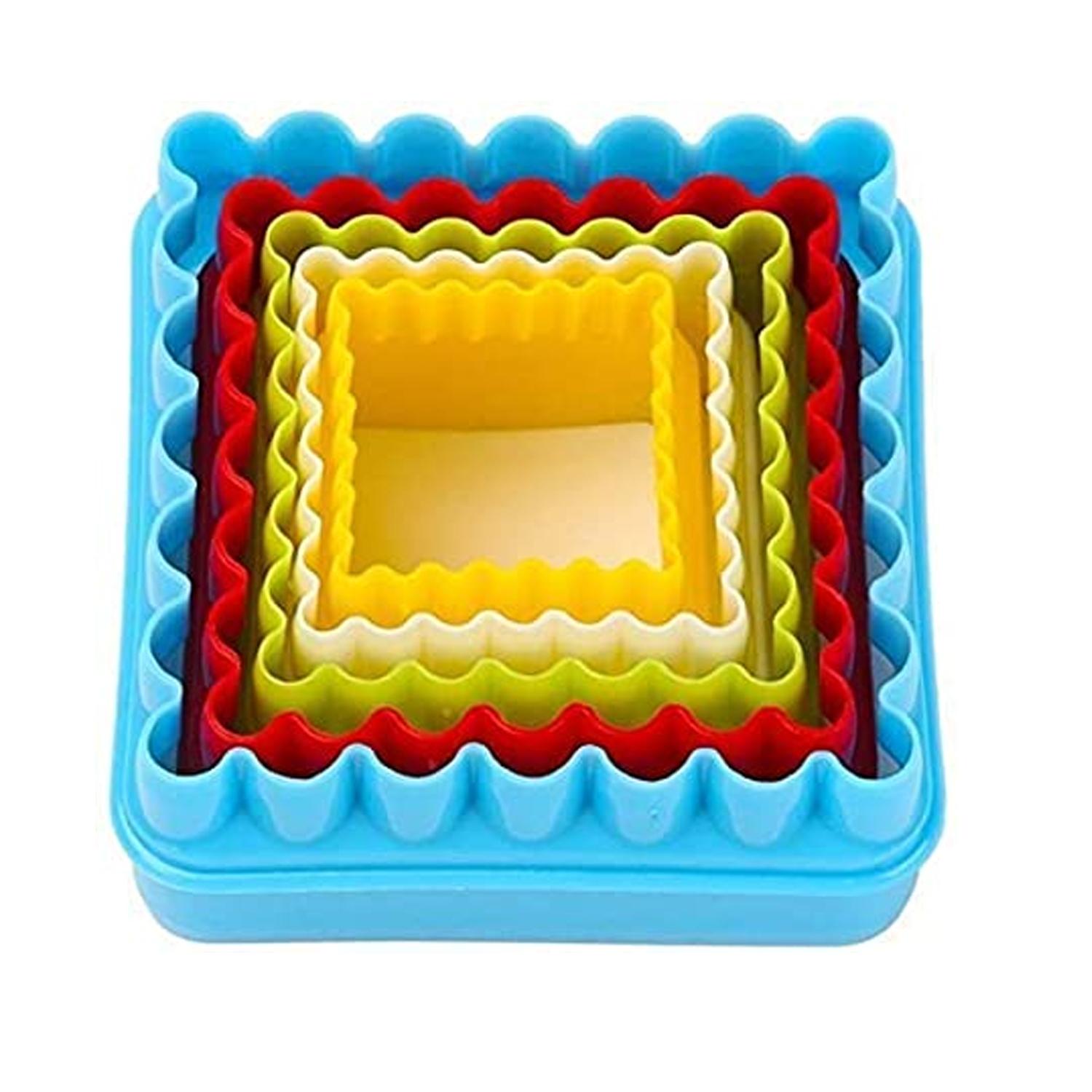 SET OF 5 PLASTIC DOUBLE SIDED SQUARE COOKIE CUTTERS