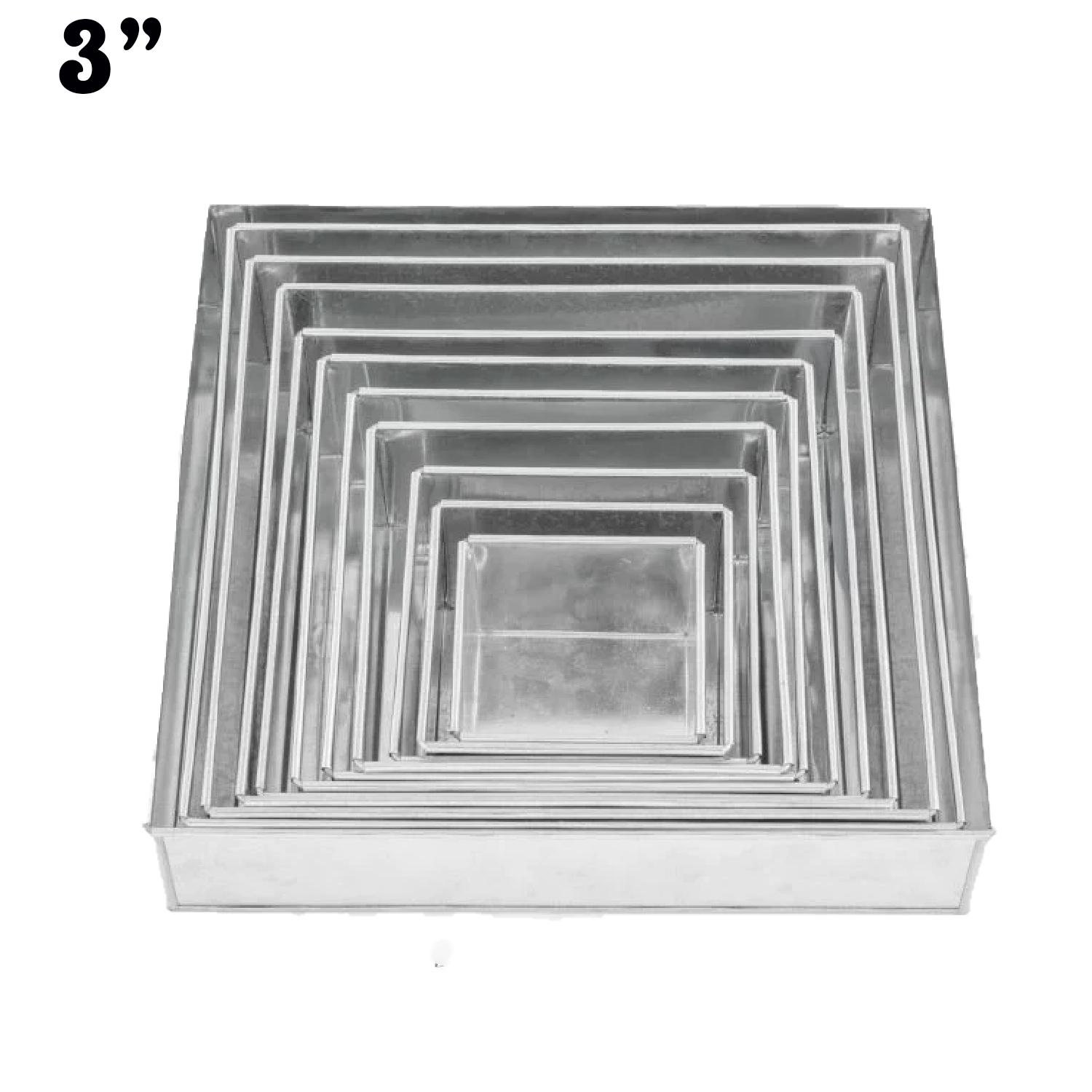 SET OF 11 3'' DEEP SQUARE HAND CRAFTED JUAKALI ALUMINIUM CAKE BAKING PAN TIN SET