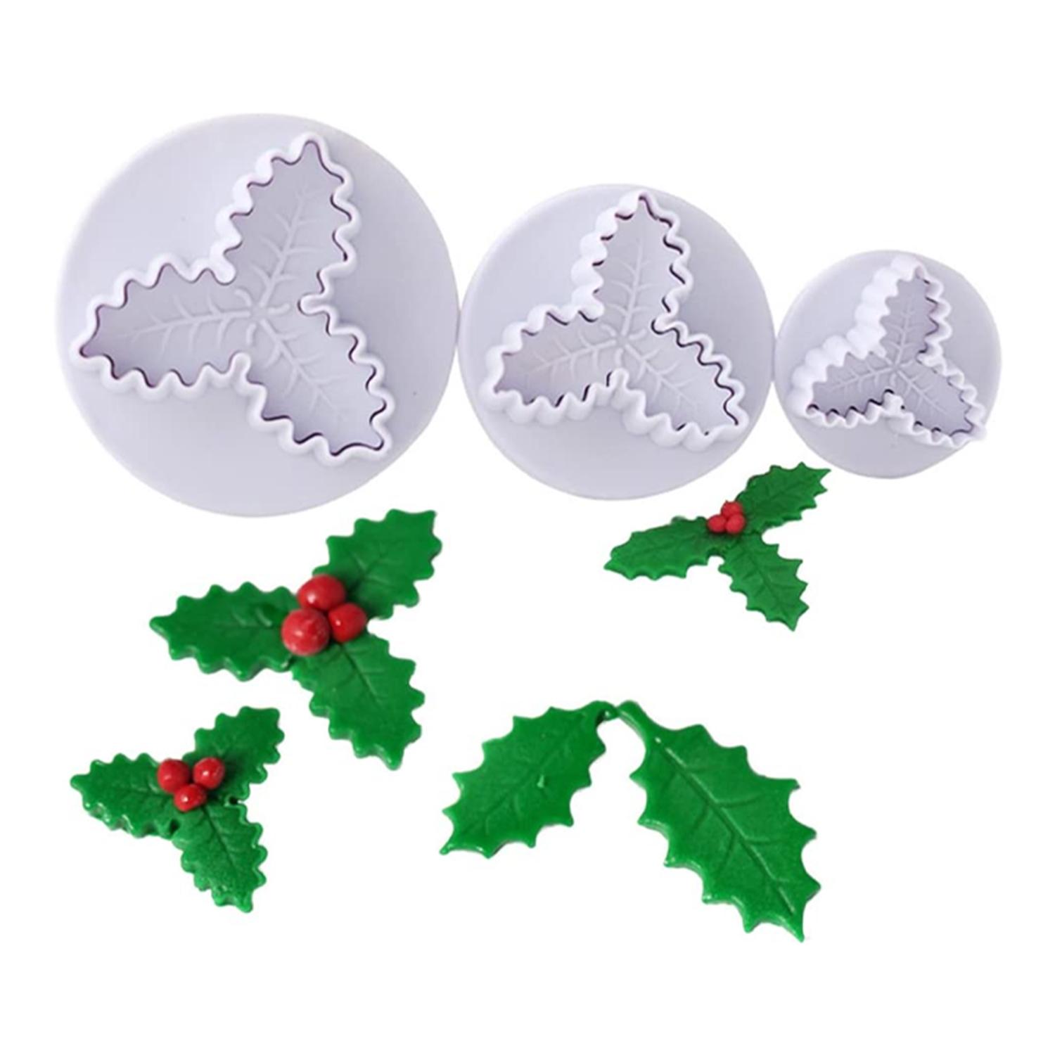 SET OF 2 VEINED THREE LEAF HOLLY PLUNGER CUTTER