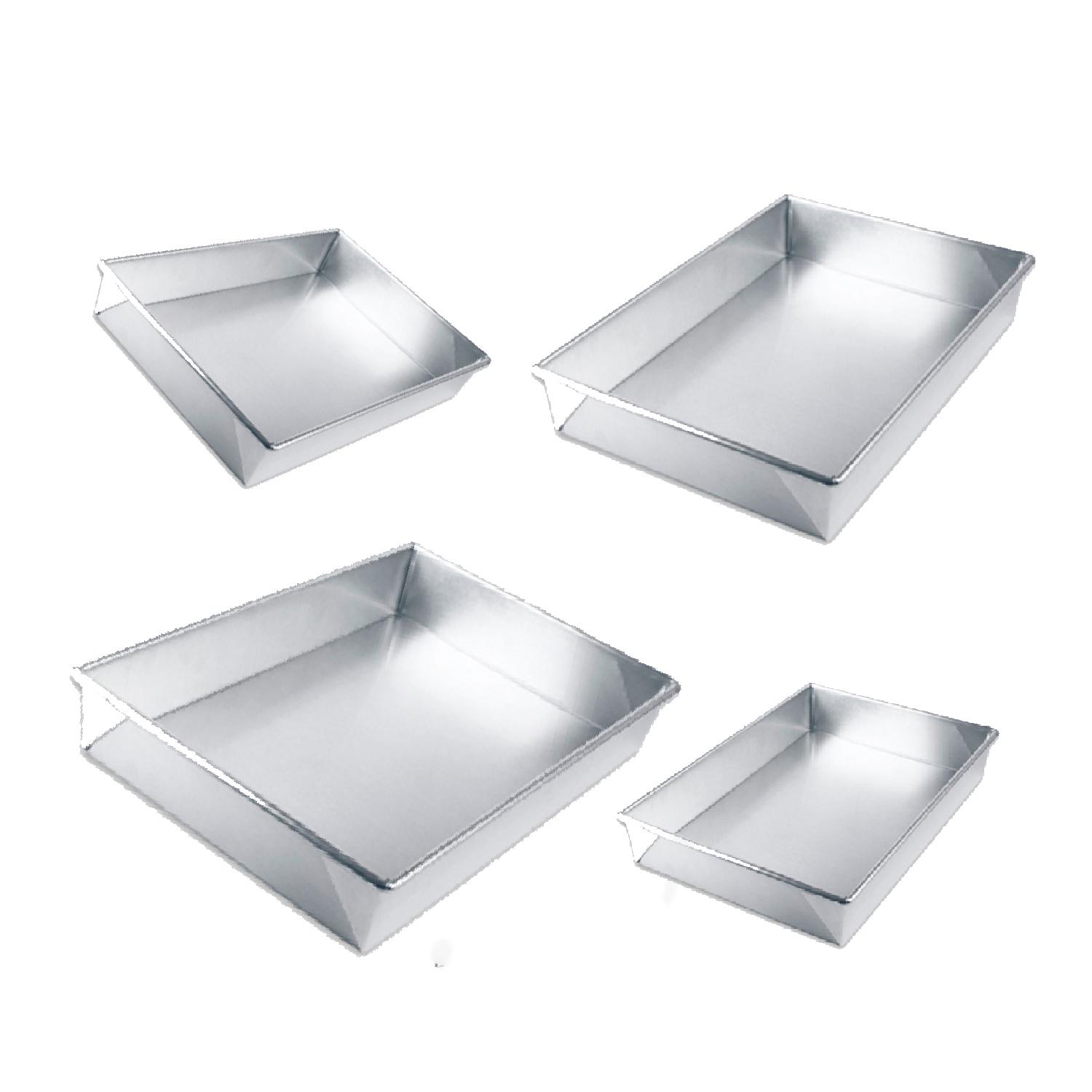6'' X 10''/8'' X 12''/10'' X 14''/12'' X 16'' SET OF 4 3'' RECTANGLE HANDCRAFTED JUAKALI ALUMINIUM CAKE BAKING PAN TIN