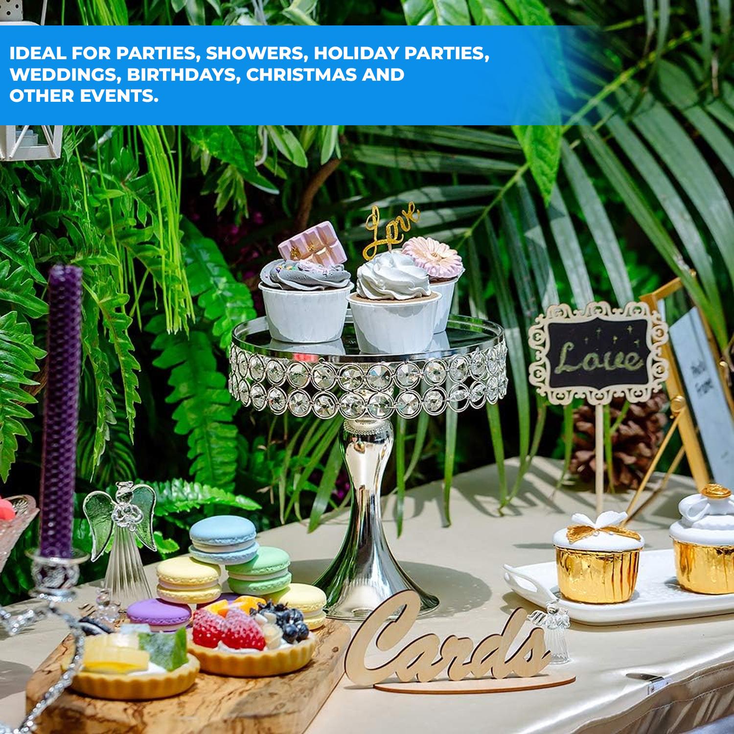 SILVER CRYSTAL CAKE STAND 1PC H 20CM* D 20CM