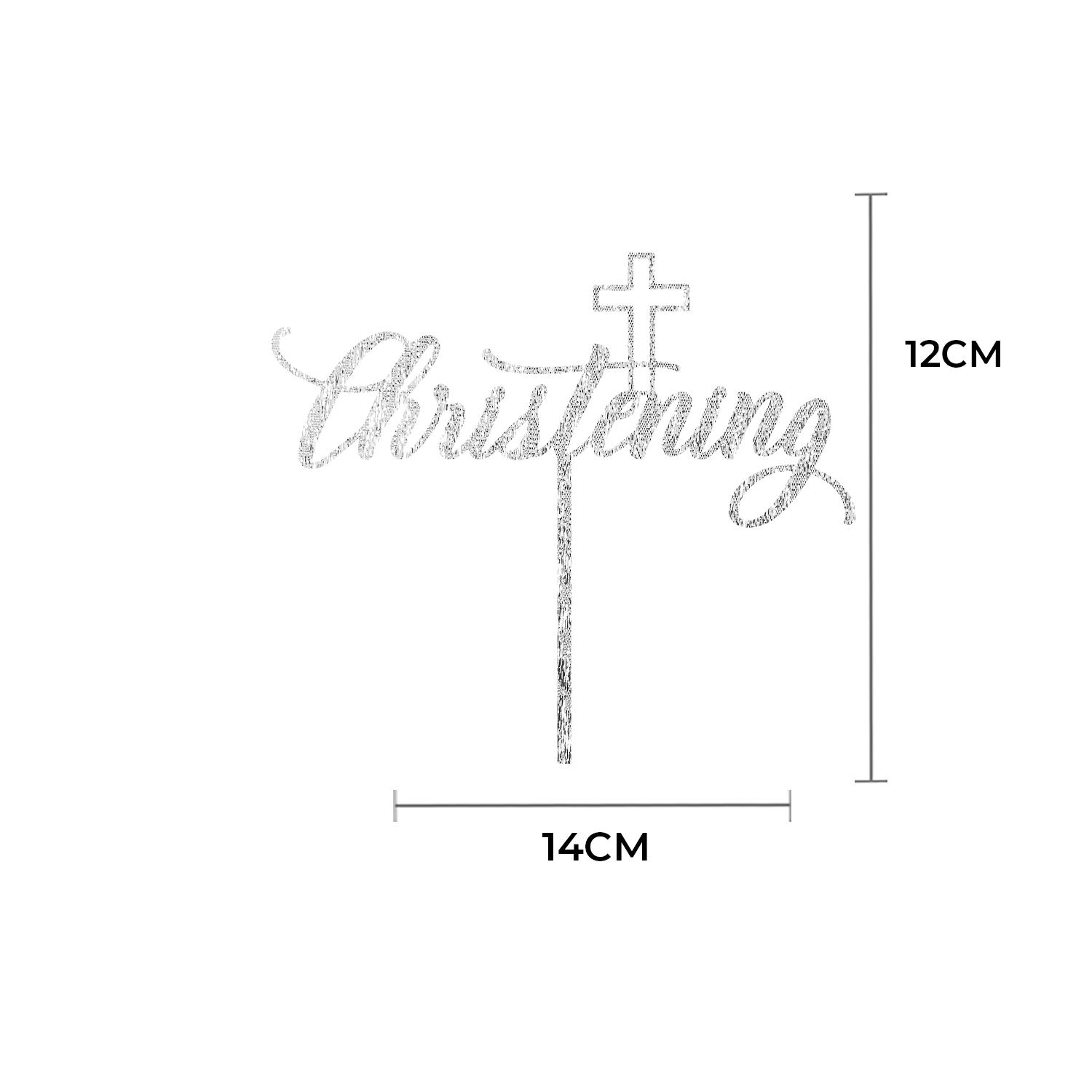 SILVER GLITTER ACRYLIC CHRISTENING DAY TOPPER NO 01