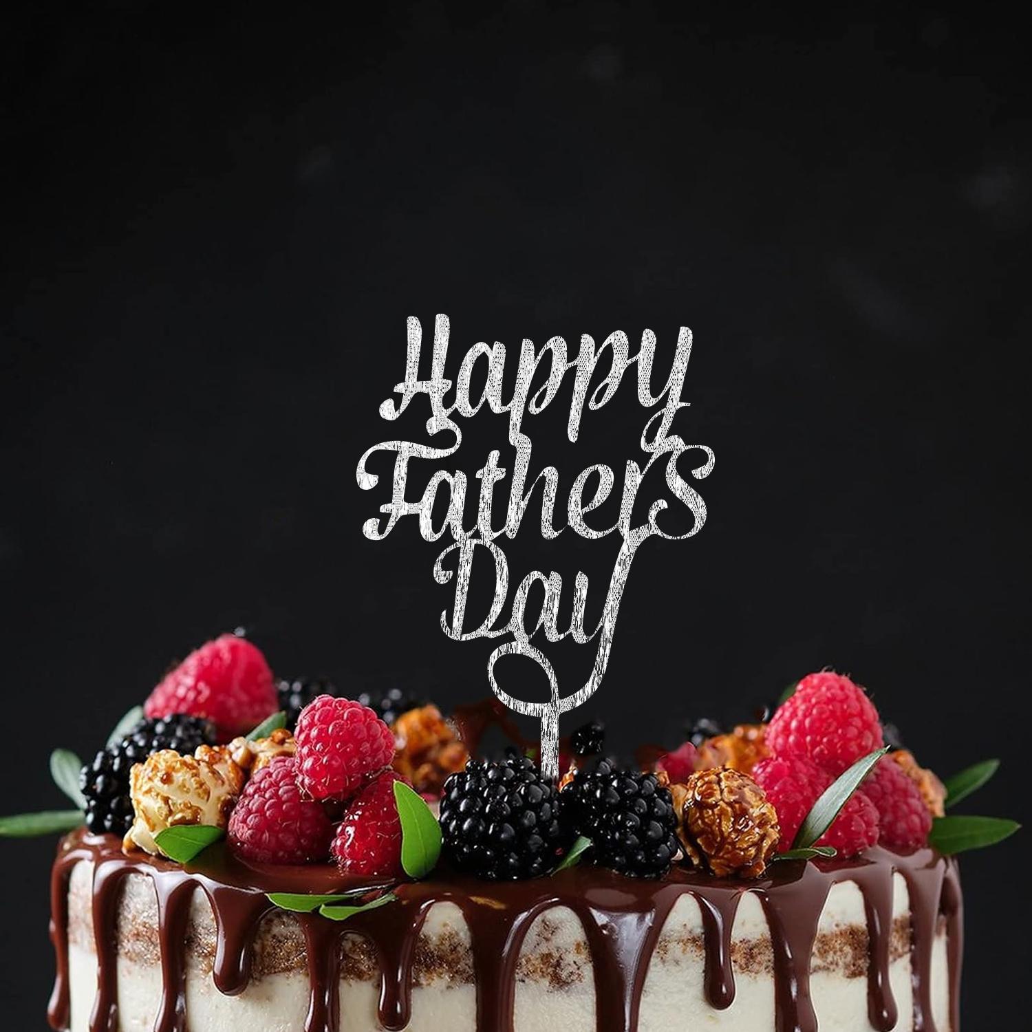 SILVER GLITTER ACRYLIC FATHERS DAY TOPPER NO 01