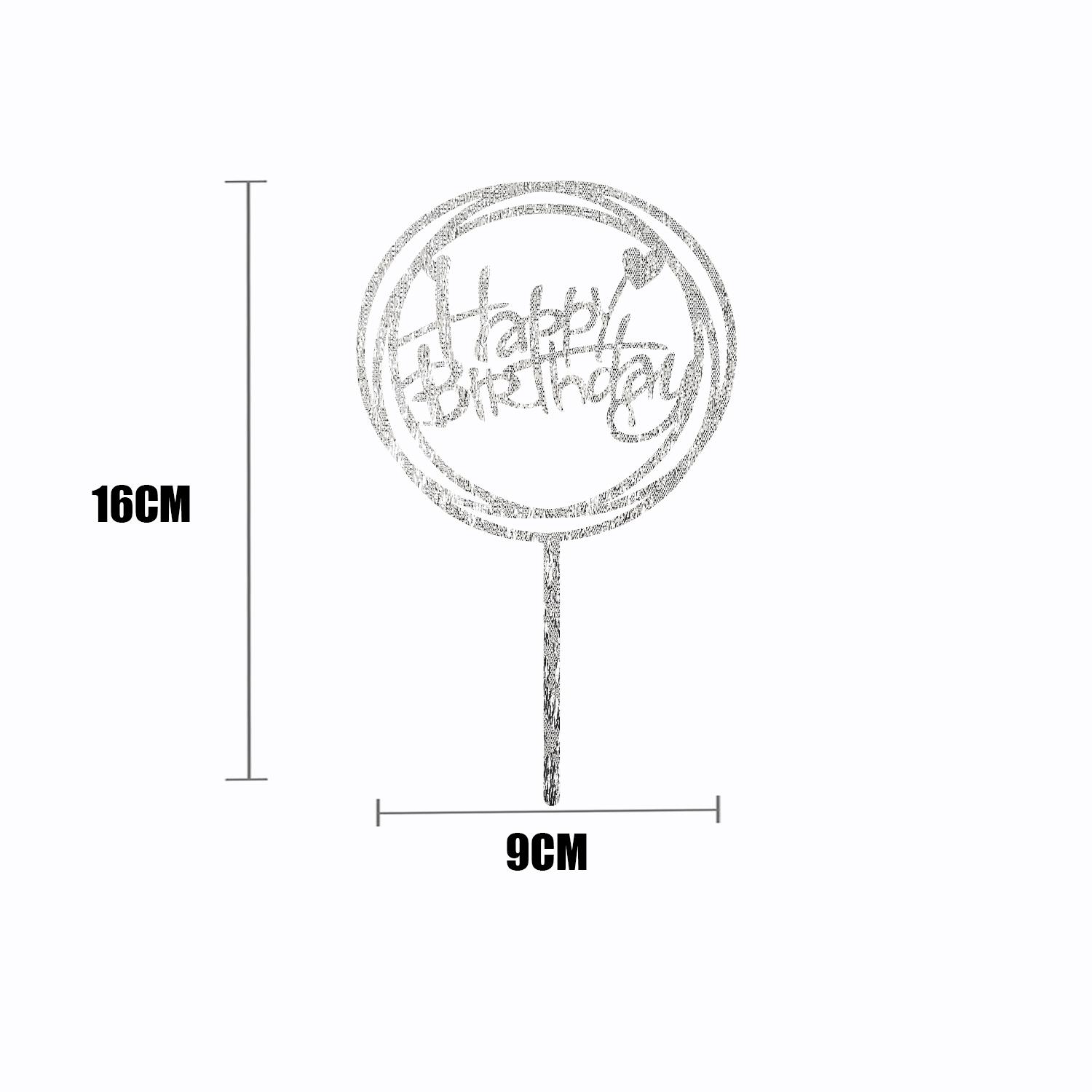 SILVER GLITTER ACRYLIC HAPPY BIRTHDAY TOPPER DOUBLE ROUND BIRTHDAY SIGN