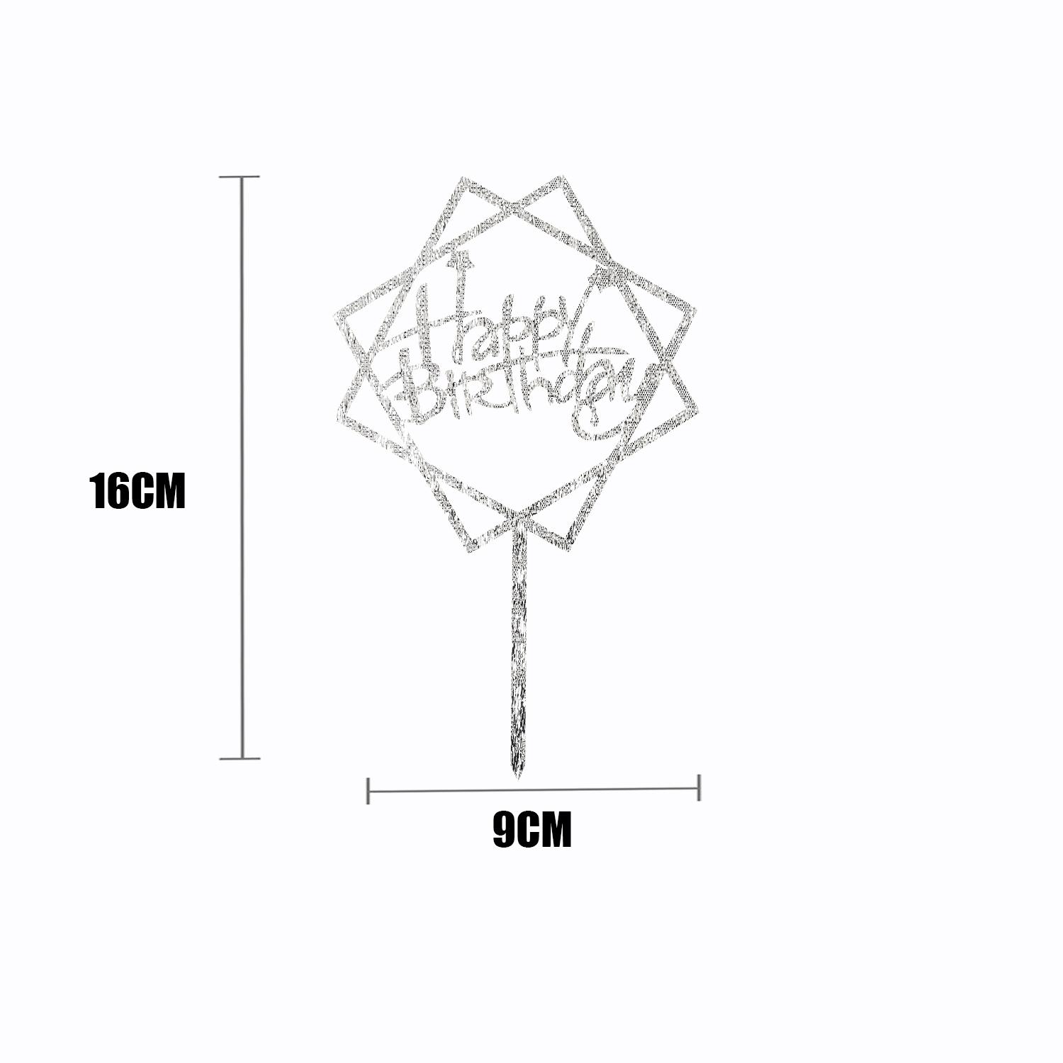 SILVER GLITTER ACRYLIC HAPPY BIRTHDAY TOPPER DOUBLE SQUARE BIRTHDAY SIGN