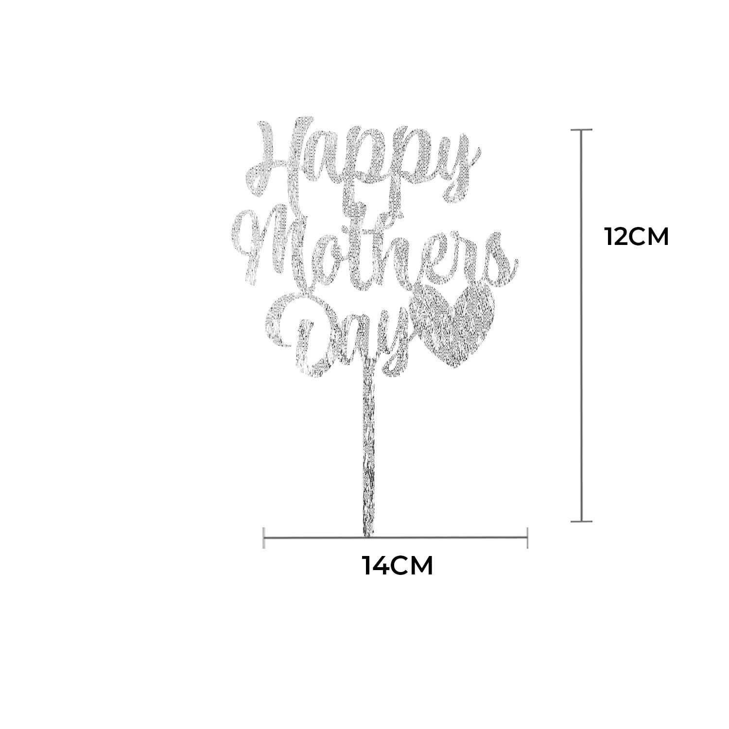 SILVER GLITTER ACRYLIC MOTHERS DAY TOPPER NO 01