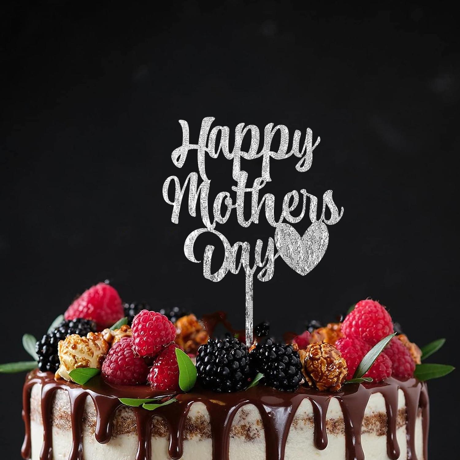 SILVER GLITTER ACRYLIC MOTHERS DAY TOPPER NO 01