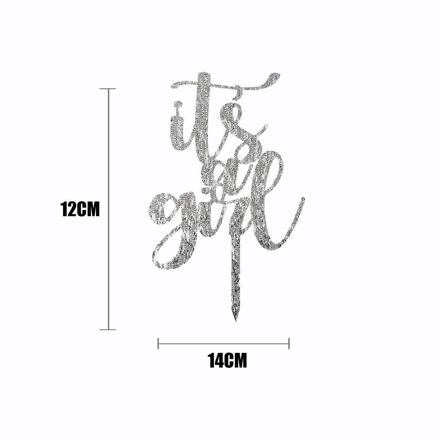 SILVER GLITTER BABY SHOWER TOPPER IT'S A GIRL