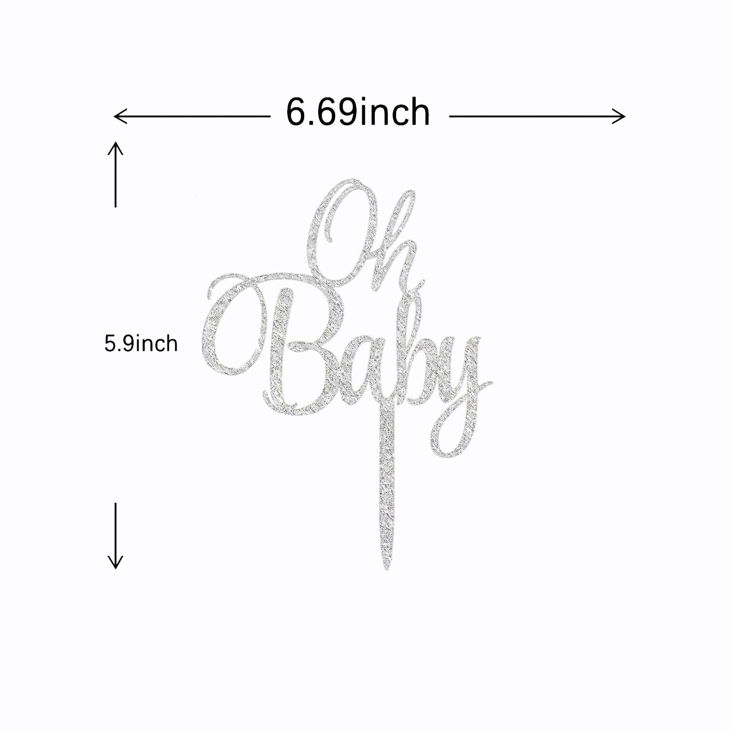 SILVER GLITTER BABY SHOWER TOPPER OH BABY