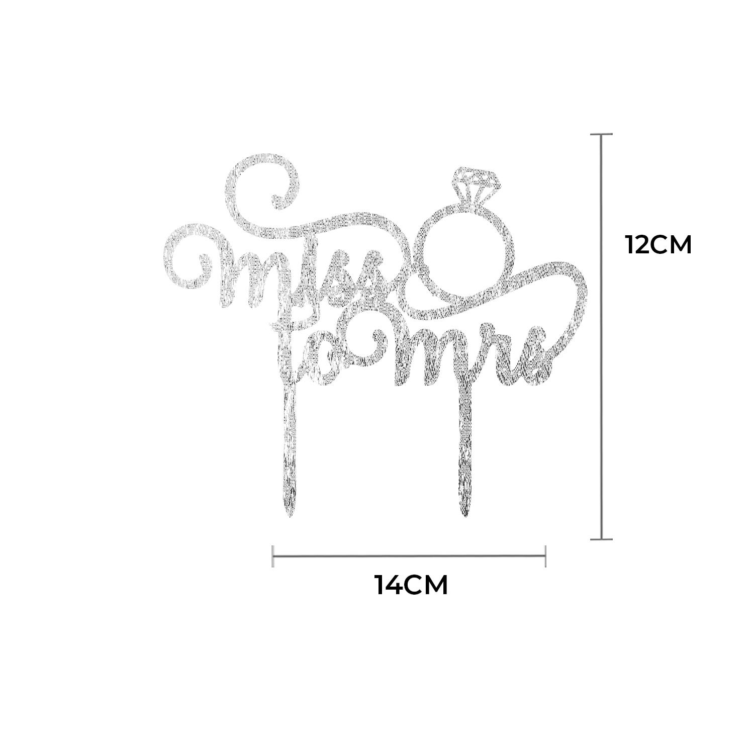 SILVER GLITTER BRIDAL SHOWER TOPPER FROM MISS TO MRS