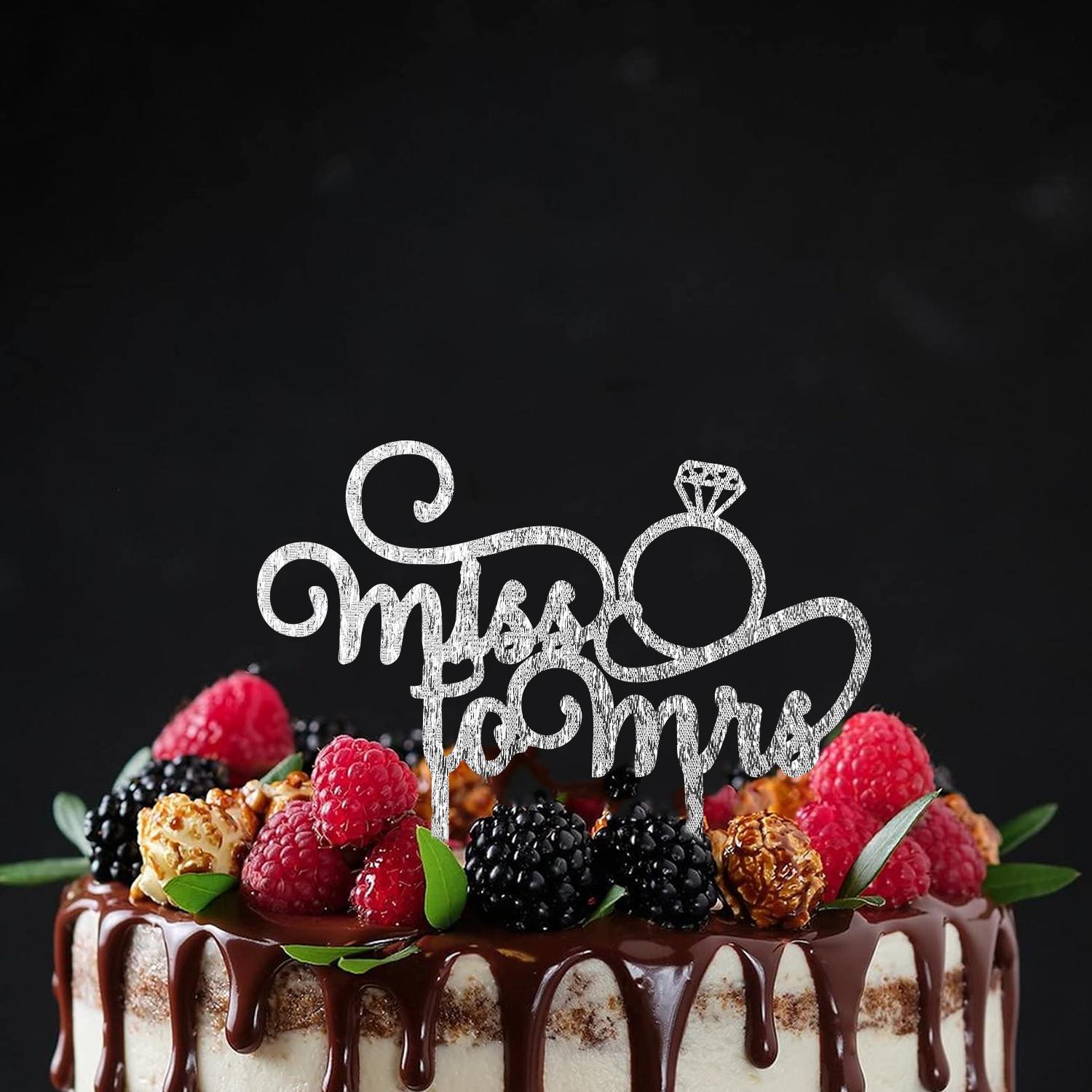 SILVER GLITTER BRIDAL SHOWER TOPPER FROM MISS TO MRS