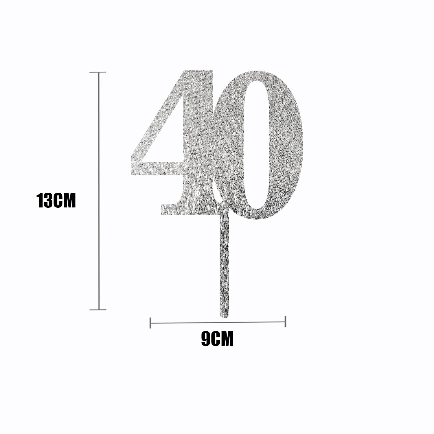 SILVER GLITTER NUMBER TOPPER NO 40