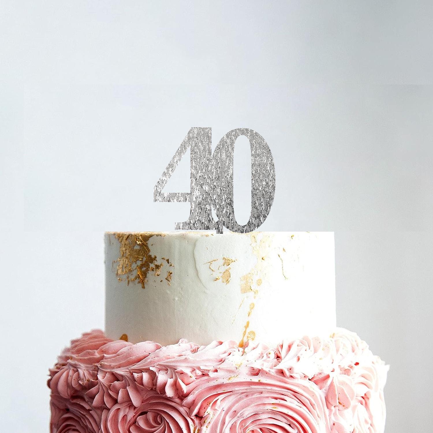 SILVER GLITTER NUMBER TOPPER NO 40