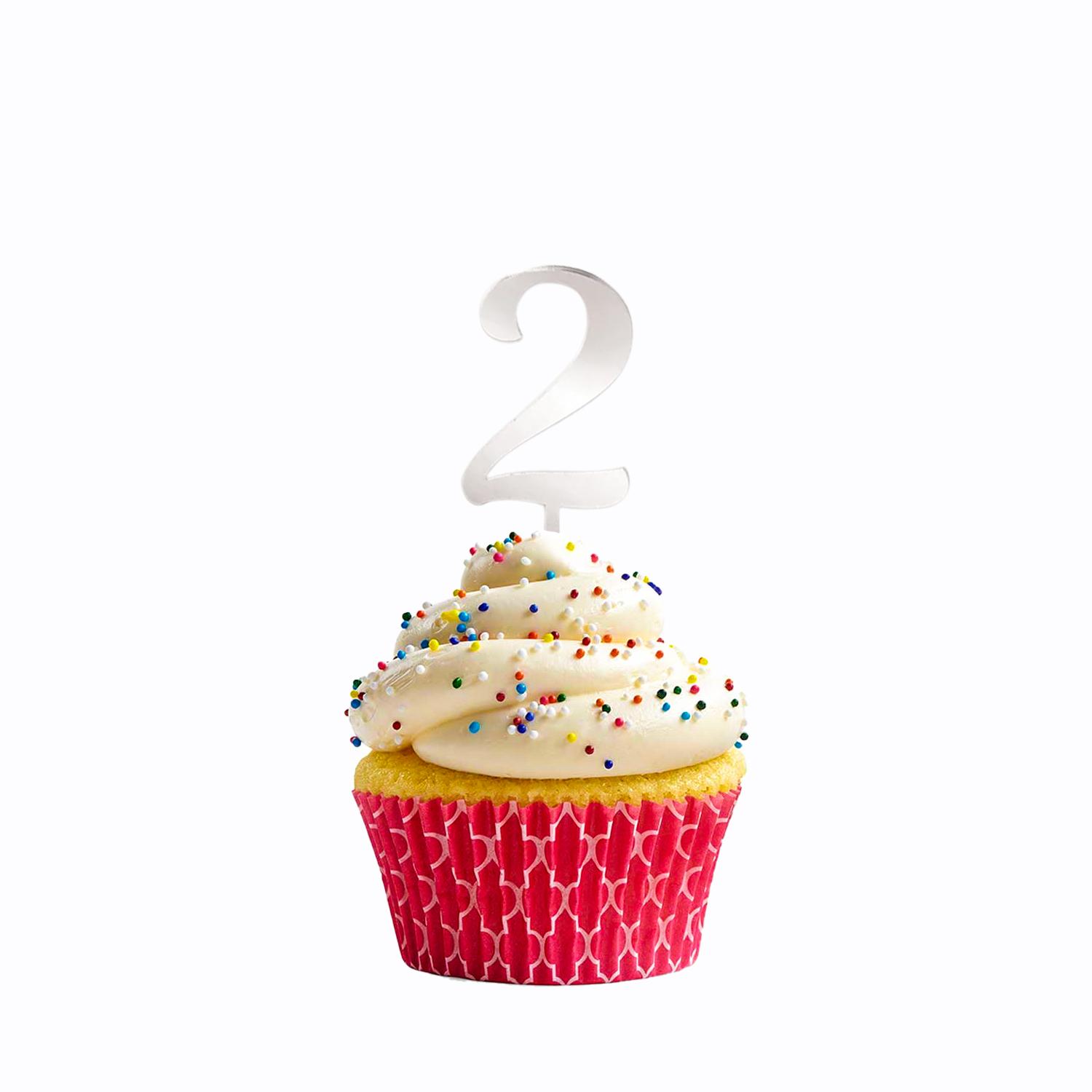 SILVER MIRROR ACRYLIC MINI NUMBER TOPPER 2