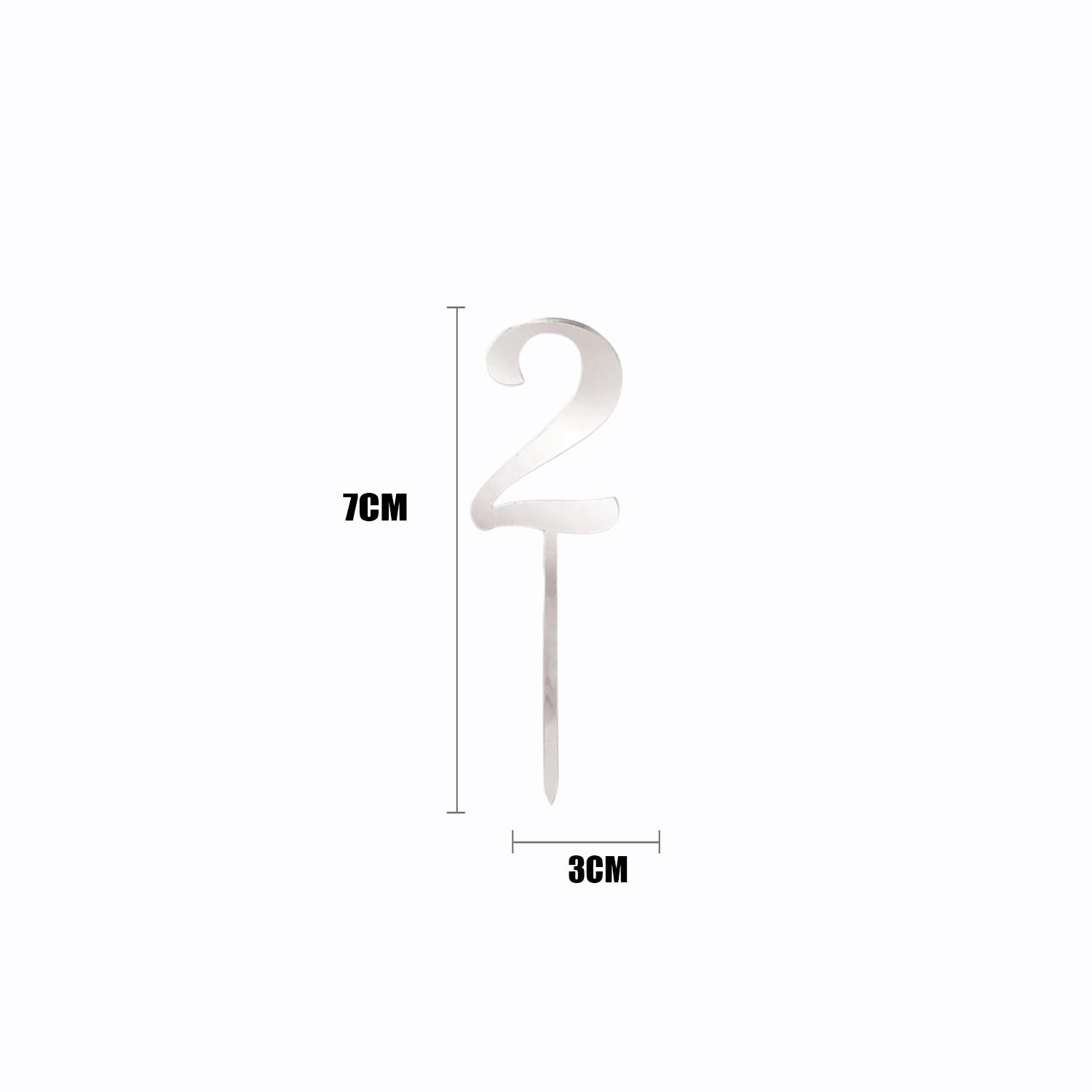 SILVER MIRROR ACRYLIC MINI NUMBER TOPPER 2