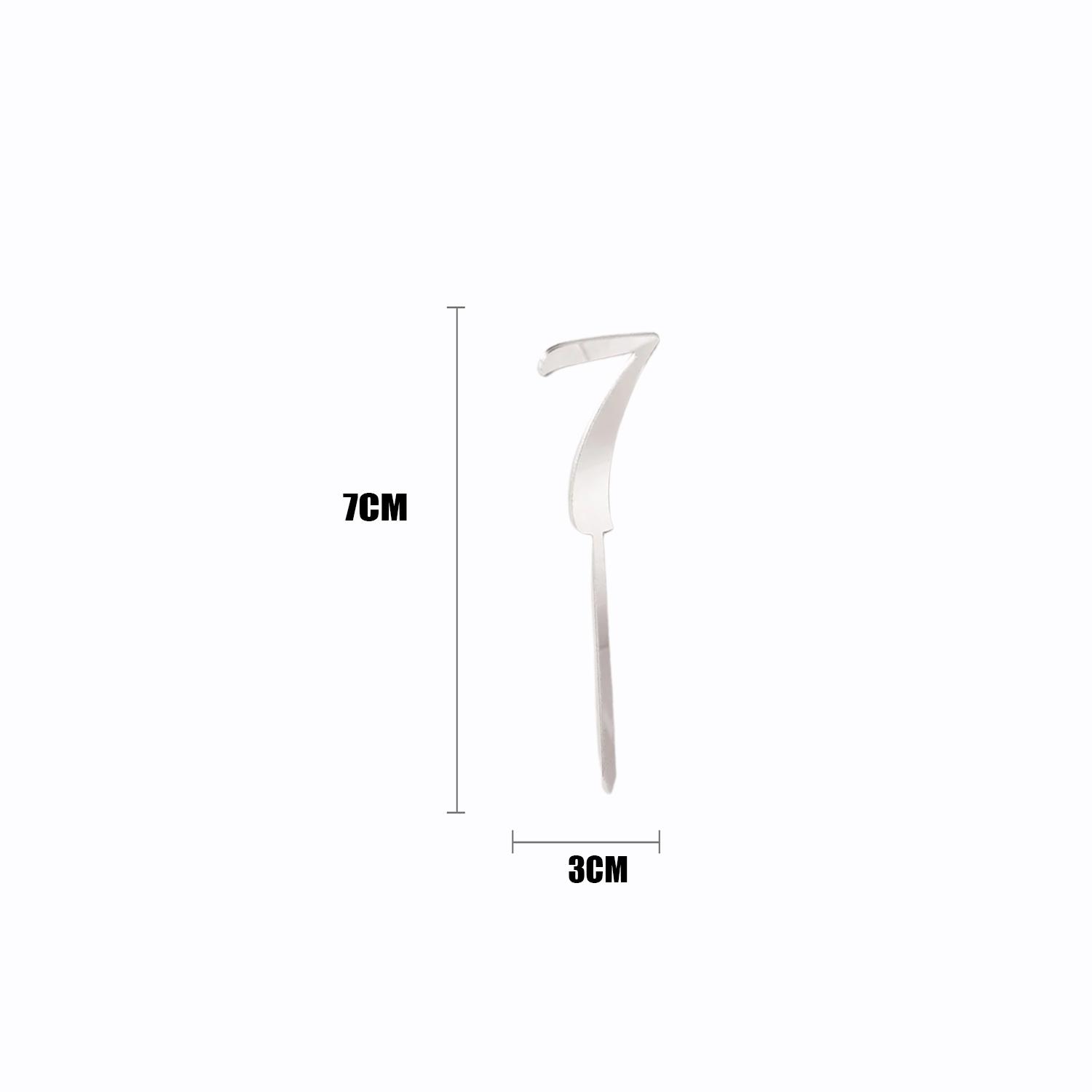 SILVER MIRROR ACRYLIC MINI NUMBER TOPPER 7