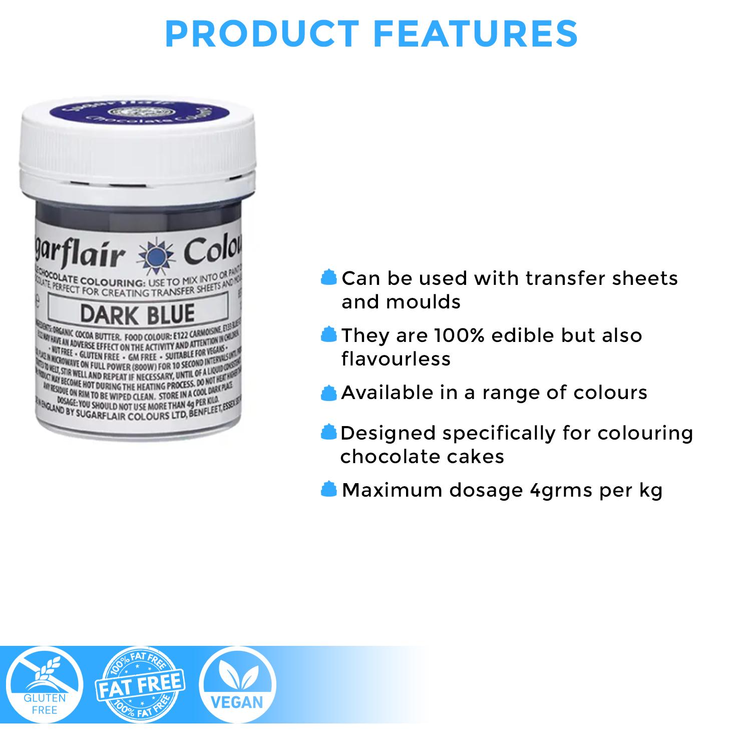 SUGARFLAIR CHOCOLATE COLOURING DARK BLUE 35GMS