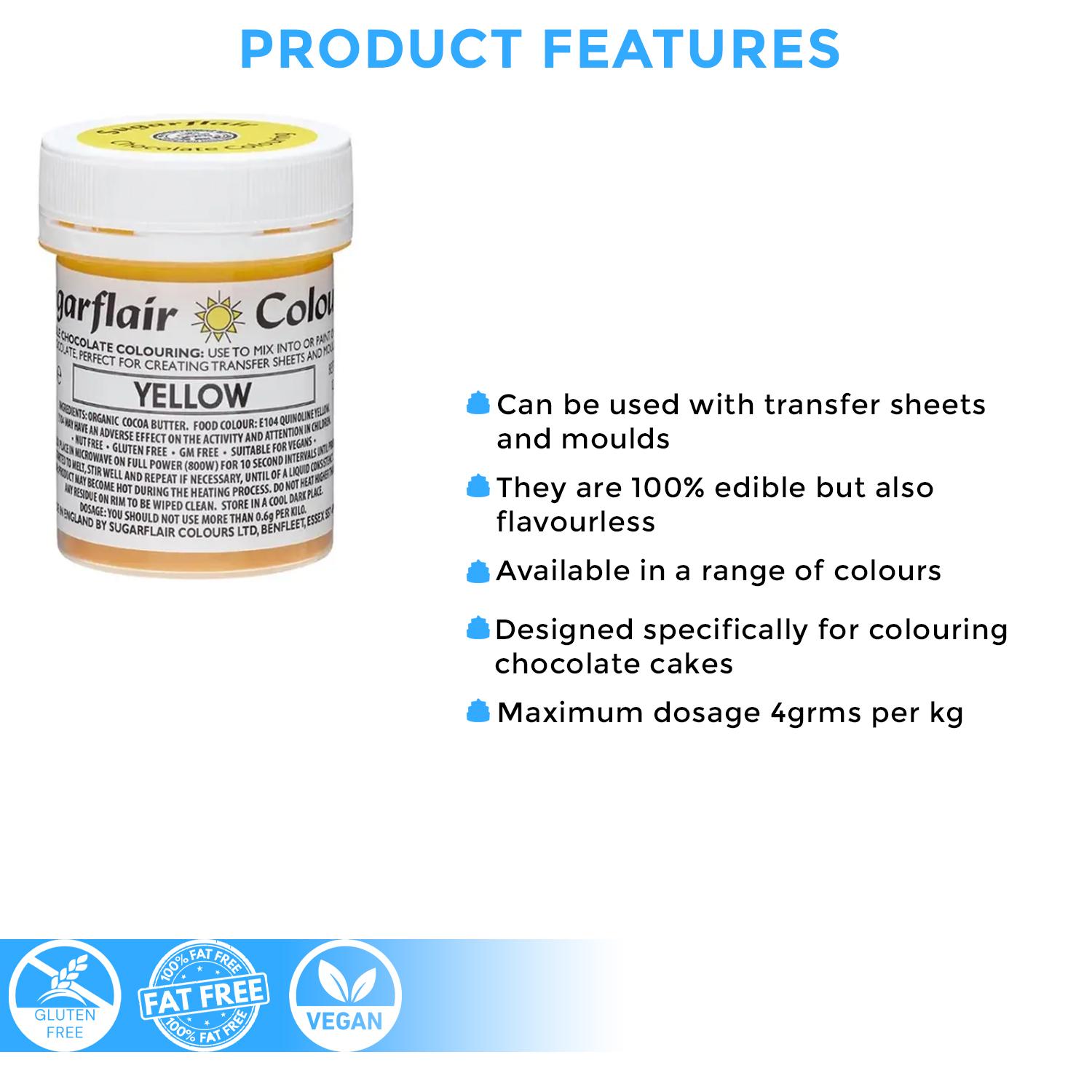 SUGARFLAIR CHOCOLATE COLOURING YELLOW 35GMS