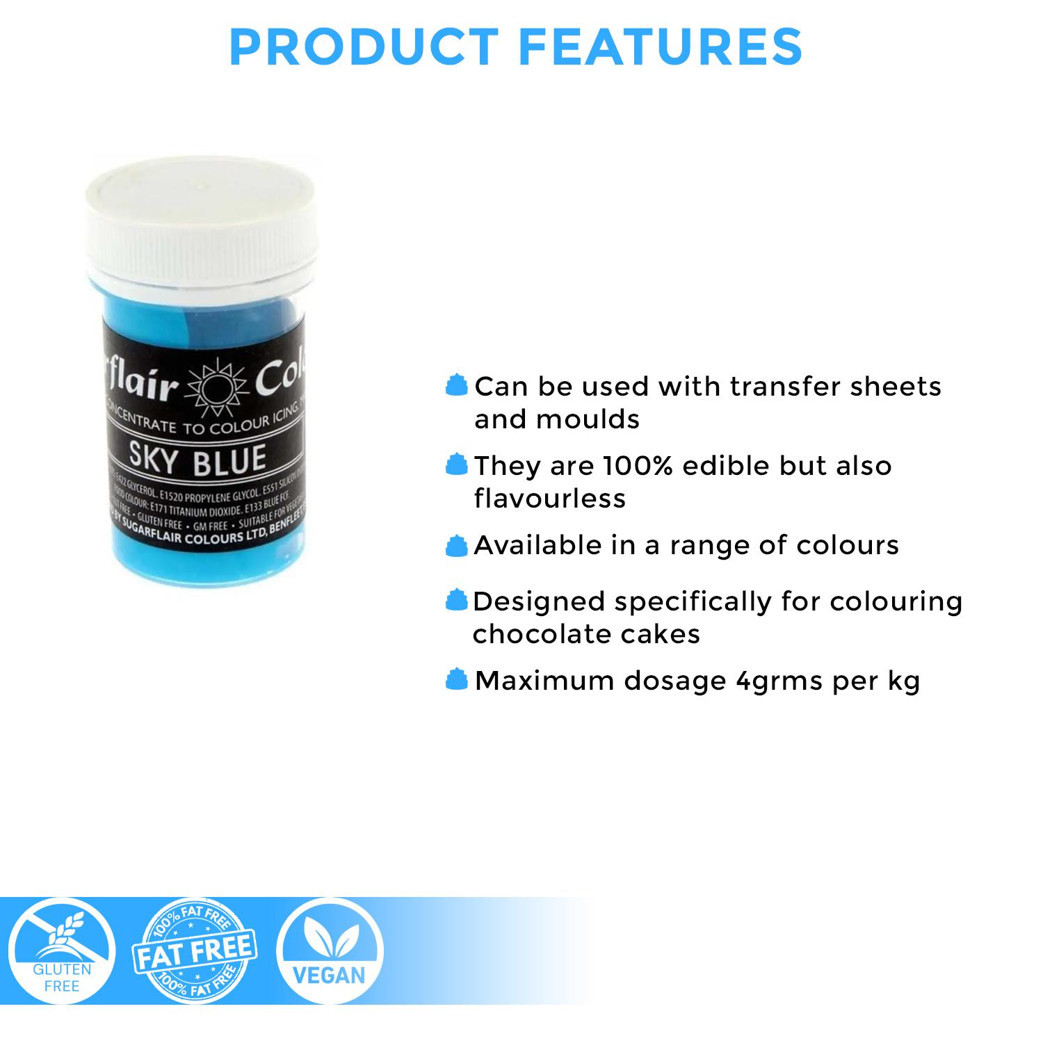 SUGARFLAIR COLOURS PASTEL PASTE SKY BLUE 25GMS