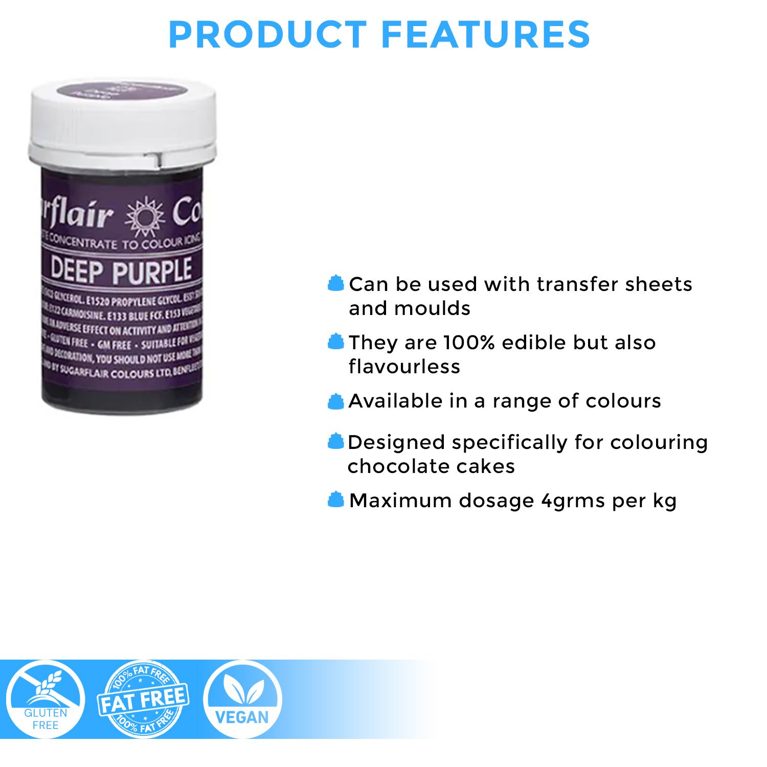 SUGARFLAIR COLOURS SPECTRAL PASTE DEEP PURPLE 25GMS